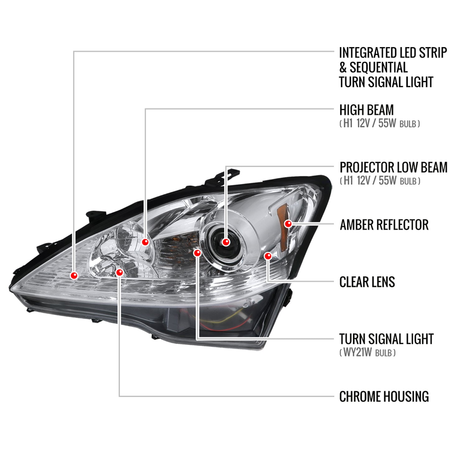 2006-2010 Lexus IS250/IS350 LED Light Headlights Signal Lights Chrome