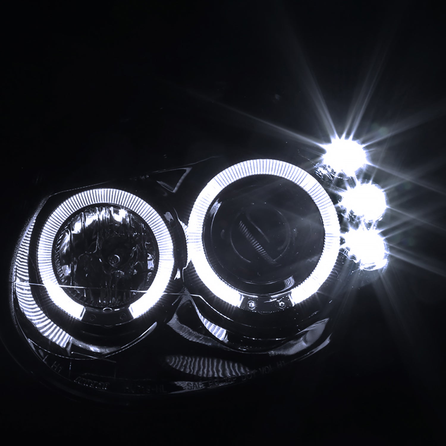 2003-2005 Dodge Neon Dual Halo Projector Headlights Glossy Black/Smoke Lens