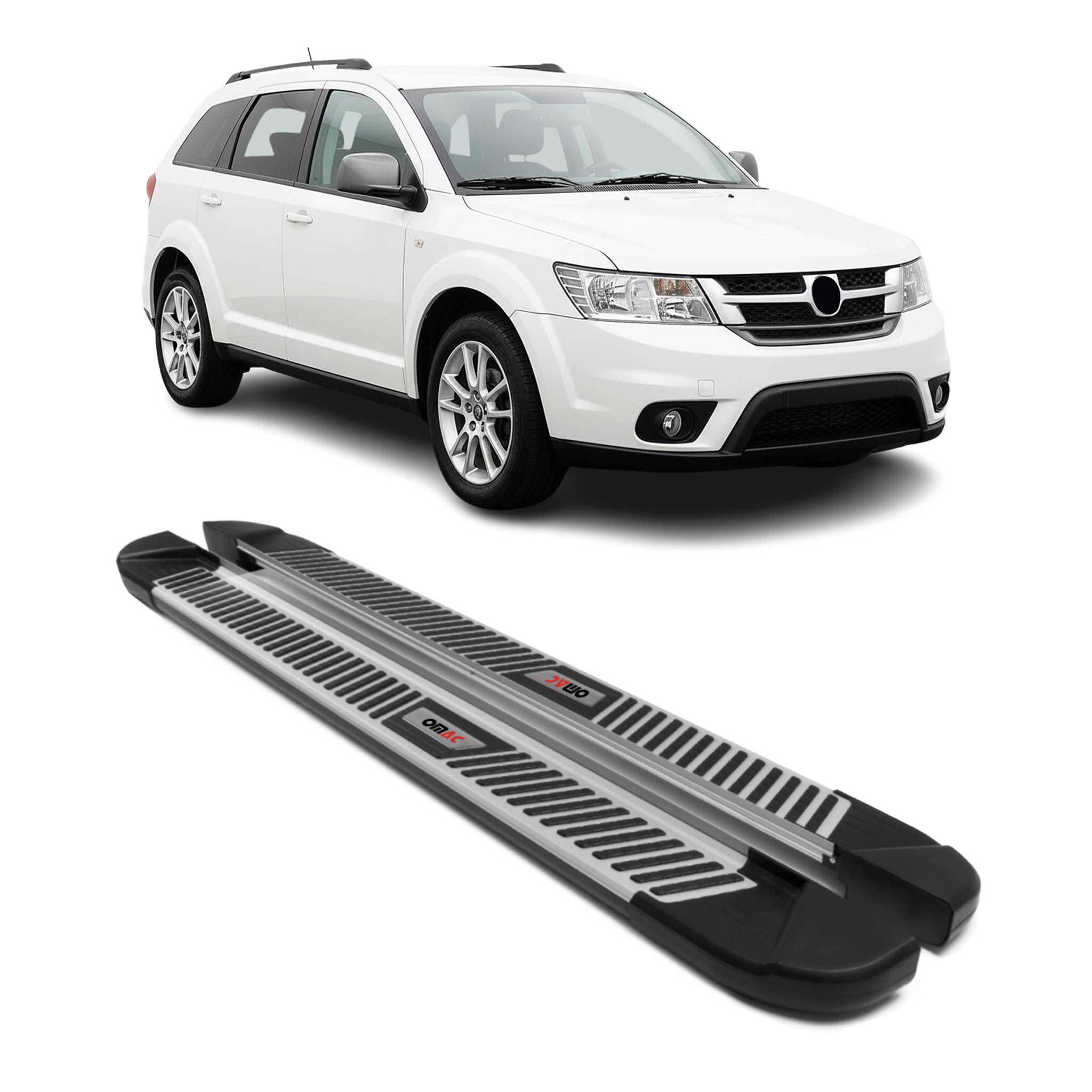 2009-2020 Dodge Journey Running Boards Side Steps Silver & Black