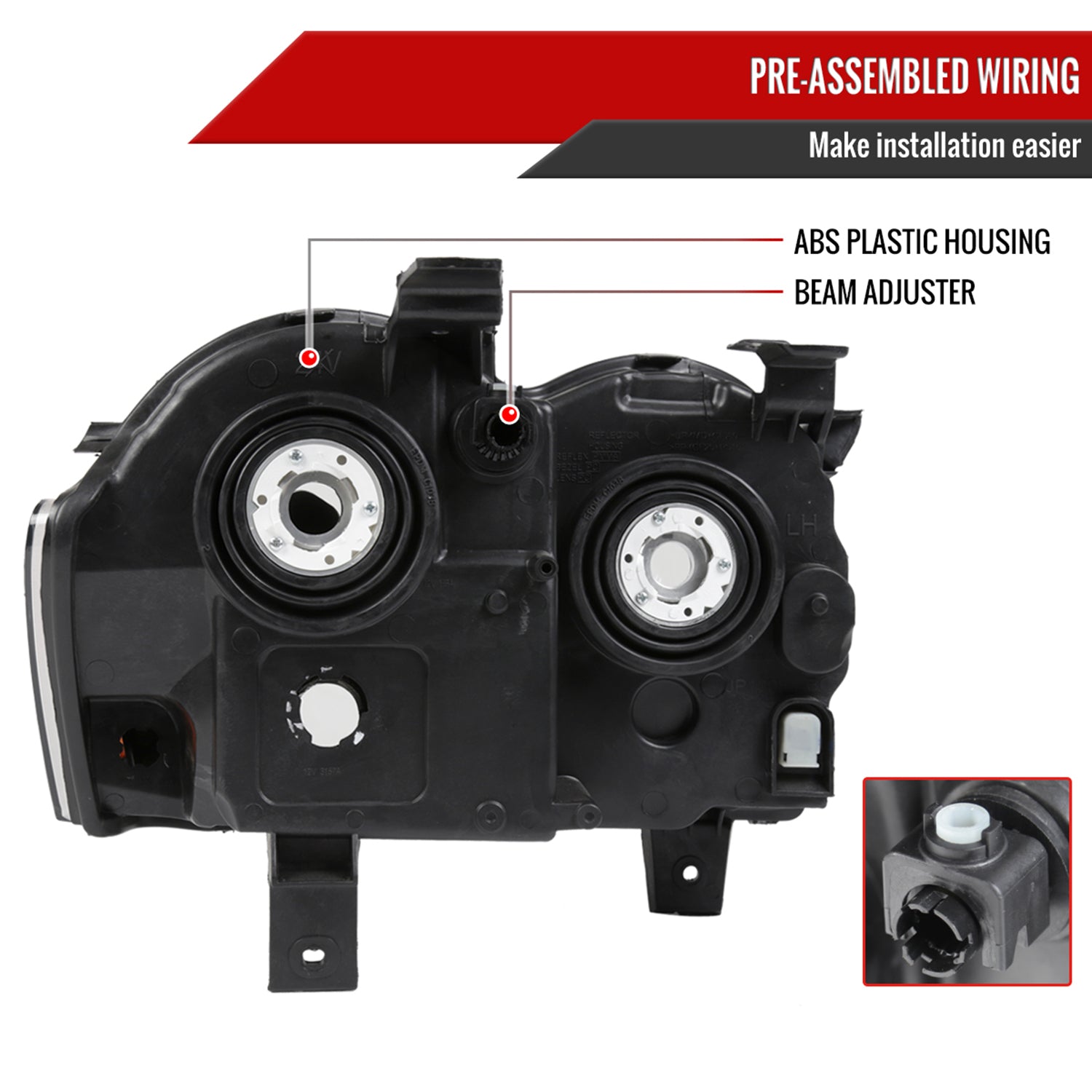 2005-2007 Jeep Grand Cherokee Factory Style Headlights Matte Black/Clear Lens