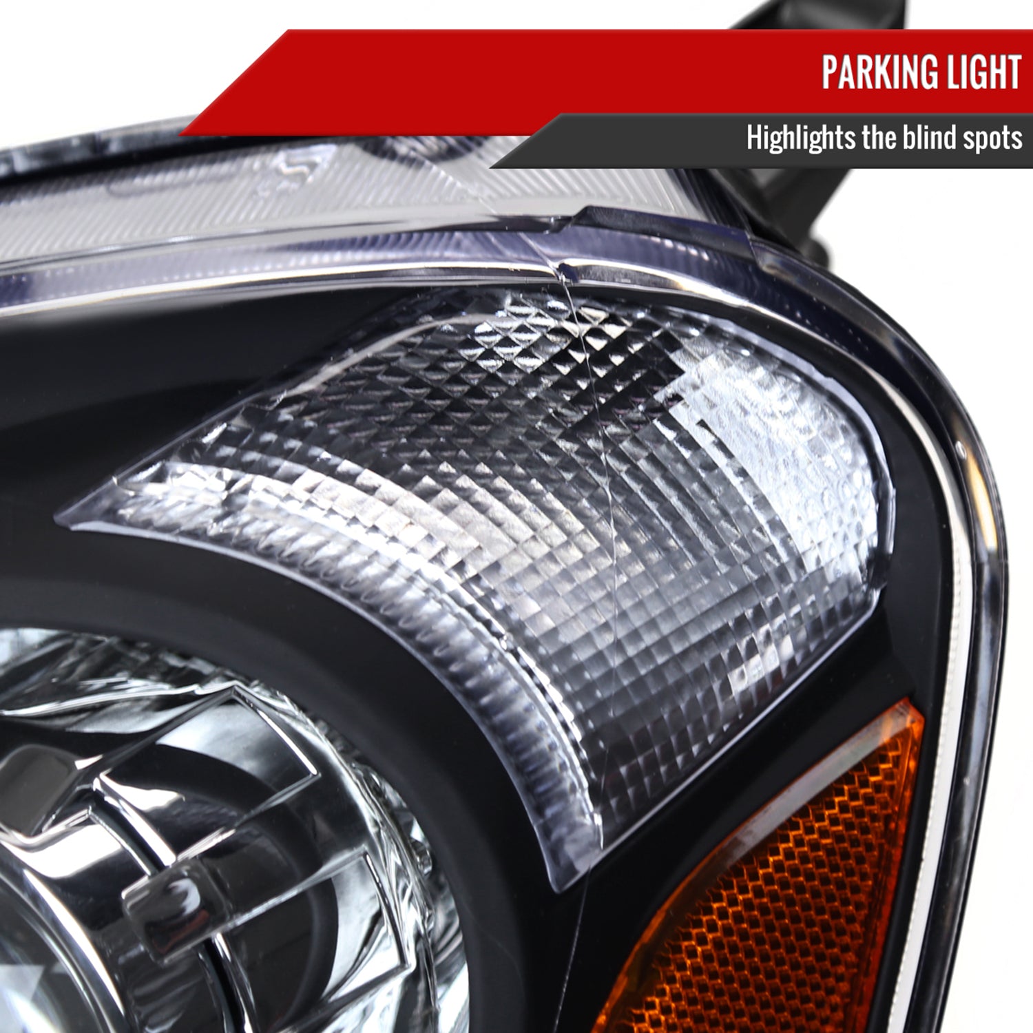 2002-2004 Acura RSX Retro Projector Headlights Amber Reflectors Matt Black