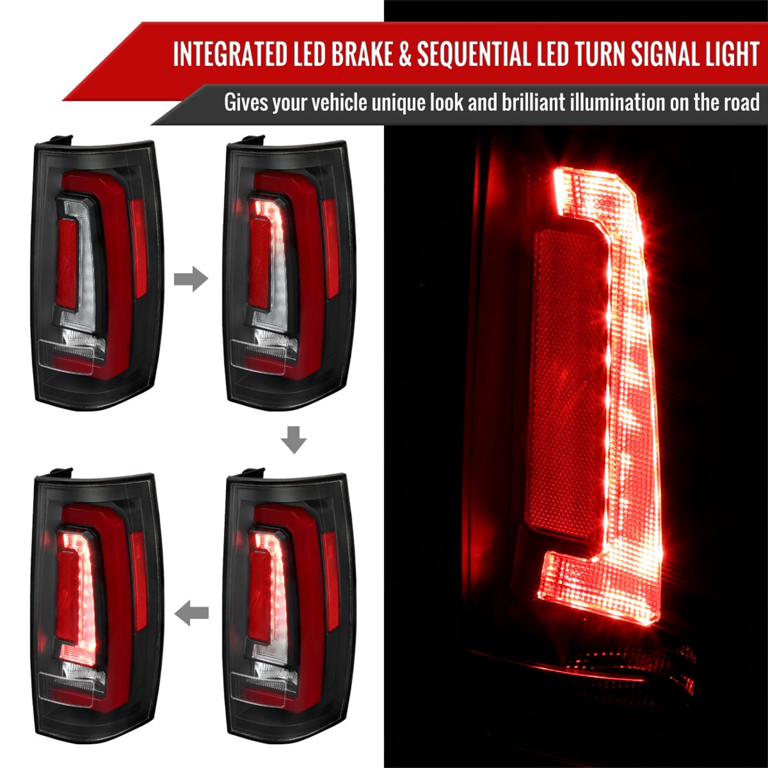 2007-2014 Chevy Tahoe/Suburban /GMC Yukon Red LED Turn Signal Tail Lights