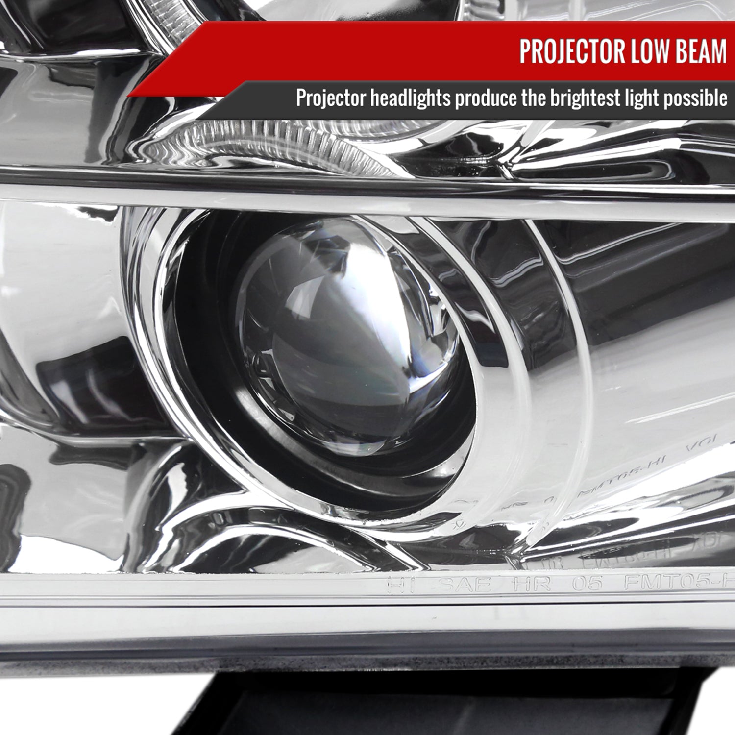 2005-2009 Ford Mustang Halo Projector Headlights LED Light Strip Chrome/Clear