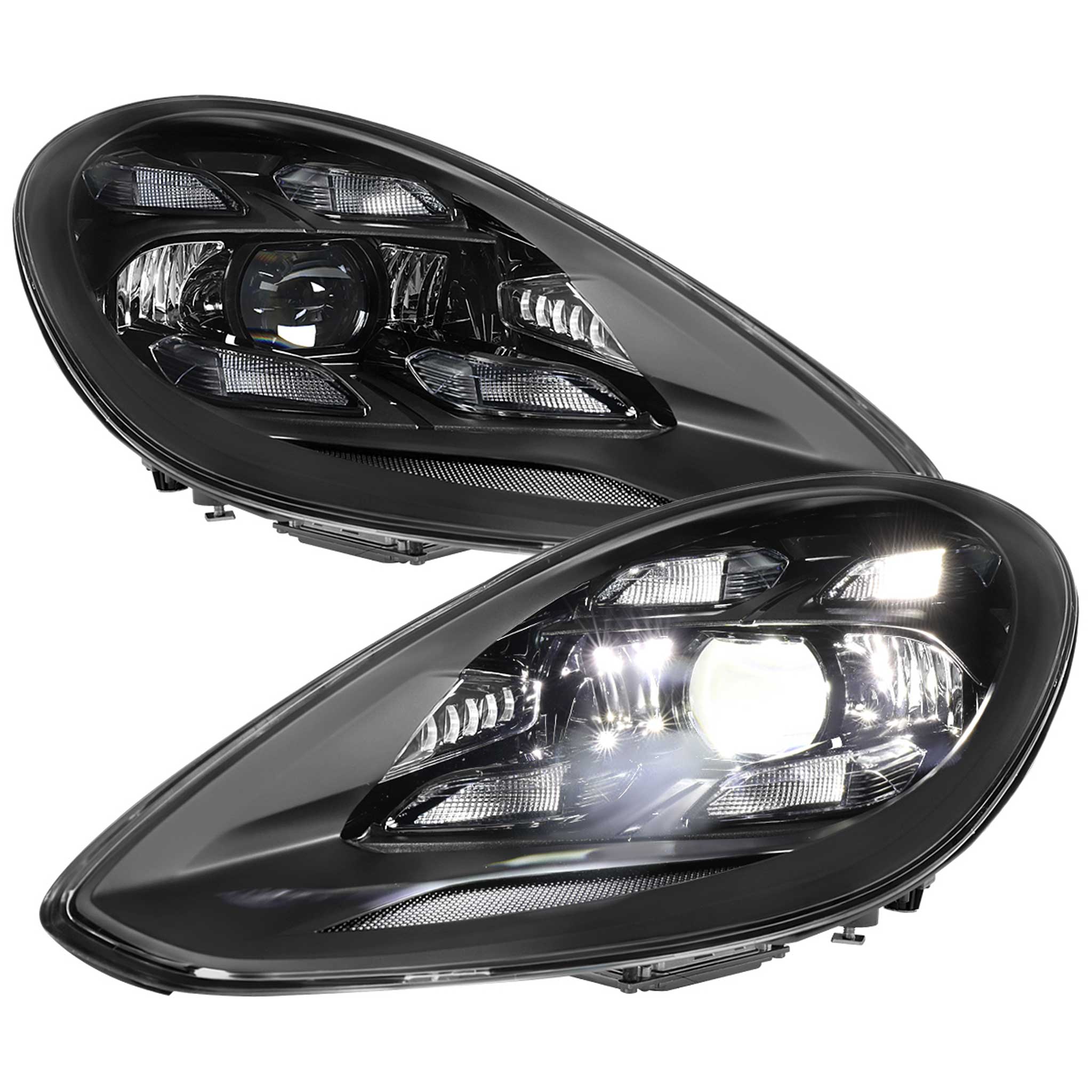 For Porsche Panamera 2017-2022 Matrix LED Projector Headlights DRL Matte Black Clear Lens Glossy Trim