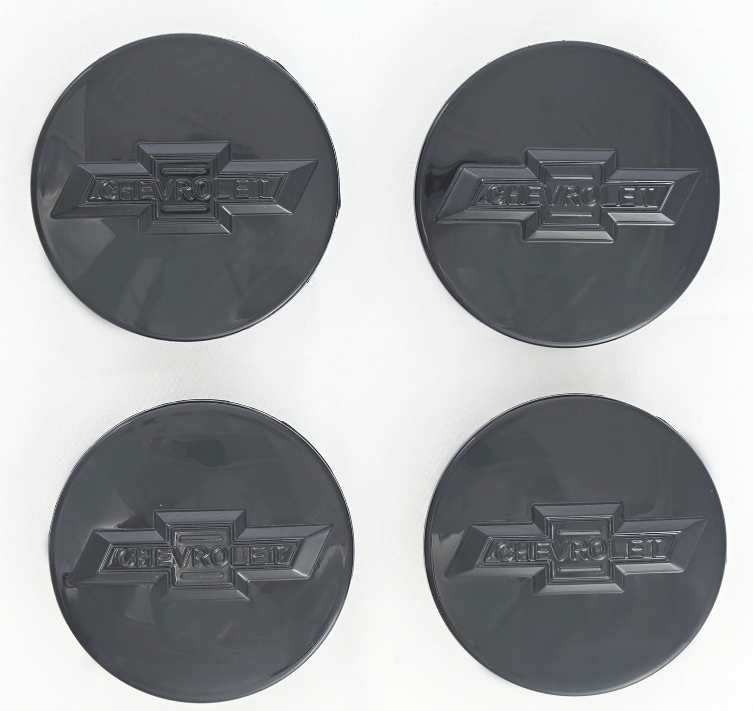 2015-2025 Chevrolet Suburban / Tahoe Licensed Wheel Cap Emblem Set Gloss Black 4Pcs ABS Plastic