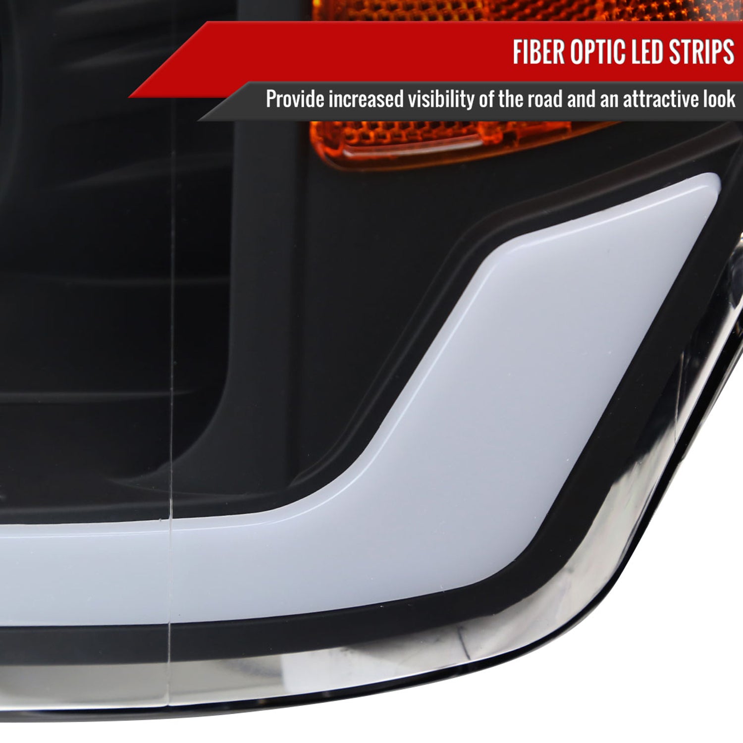 2009-2014 Ford F-150 LED Strip Projector Headlights Matte Black/Clear Lens