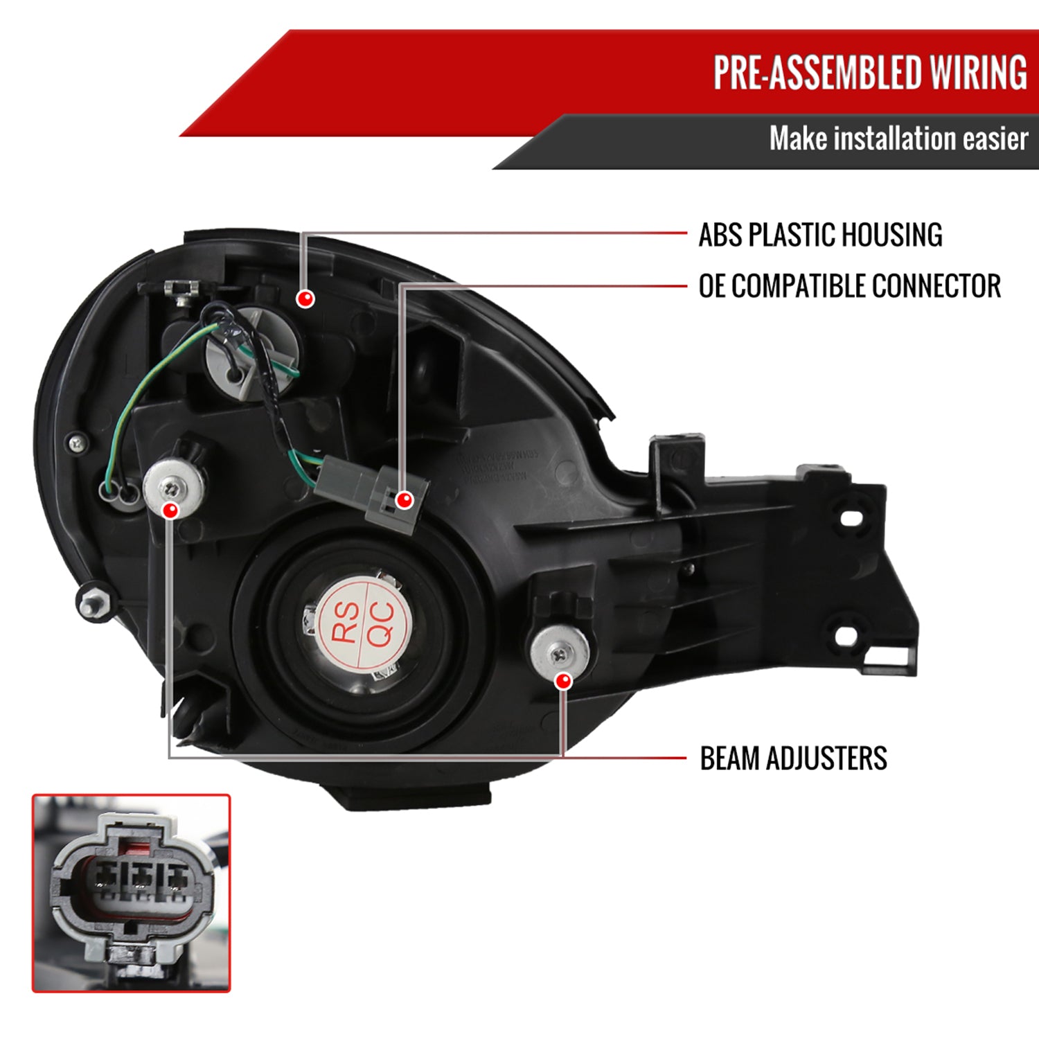 2002-2003 Subaru Impreza OEM Replacement Headlights Matte Black/Clear Lens