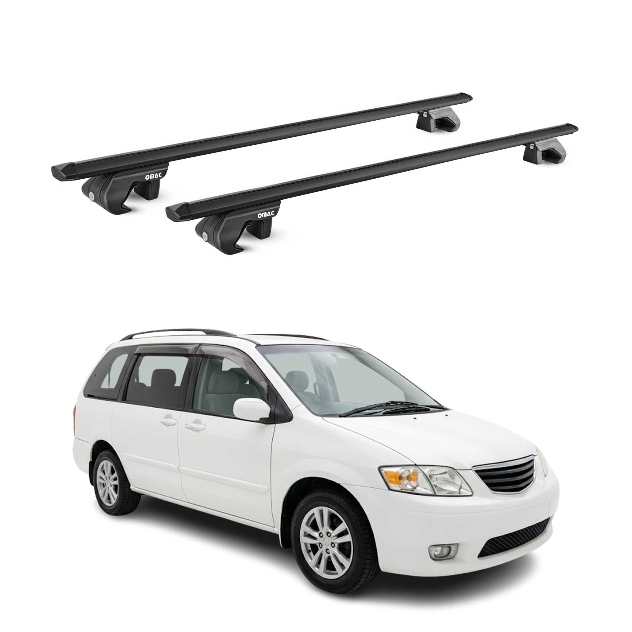 Roof Rack Cross Bars Luggage Carrier for Mazda MPV LV 1995-1999 Alu Black 2Pcs