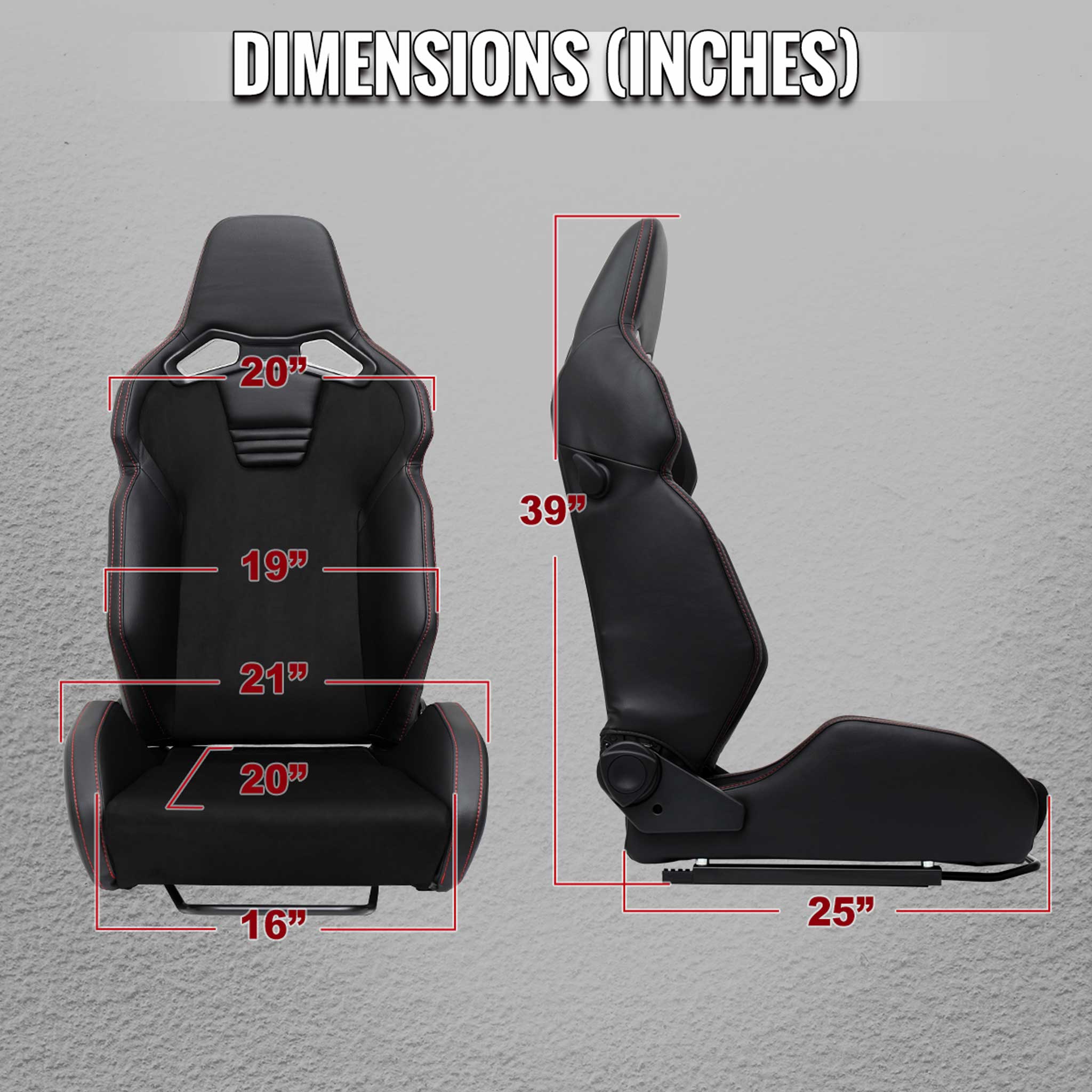 Universal Racing Seat Black Pu And Black Suede With Double Black Stitch