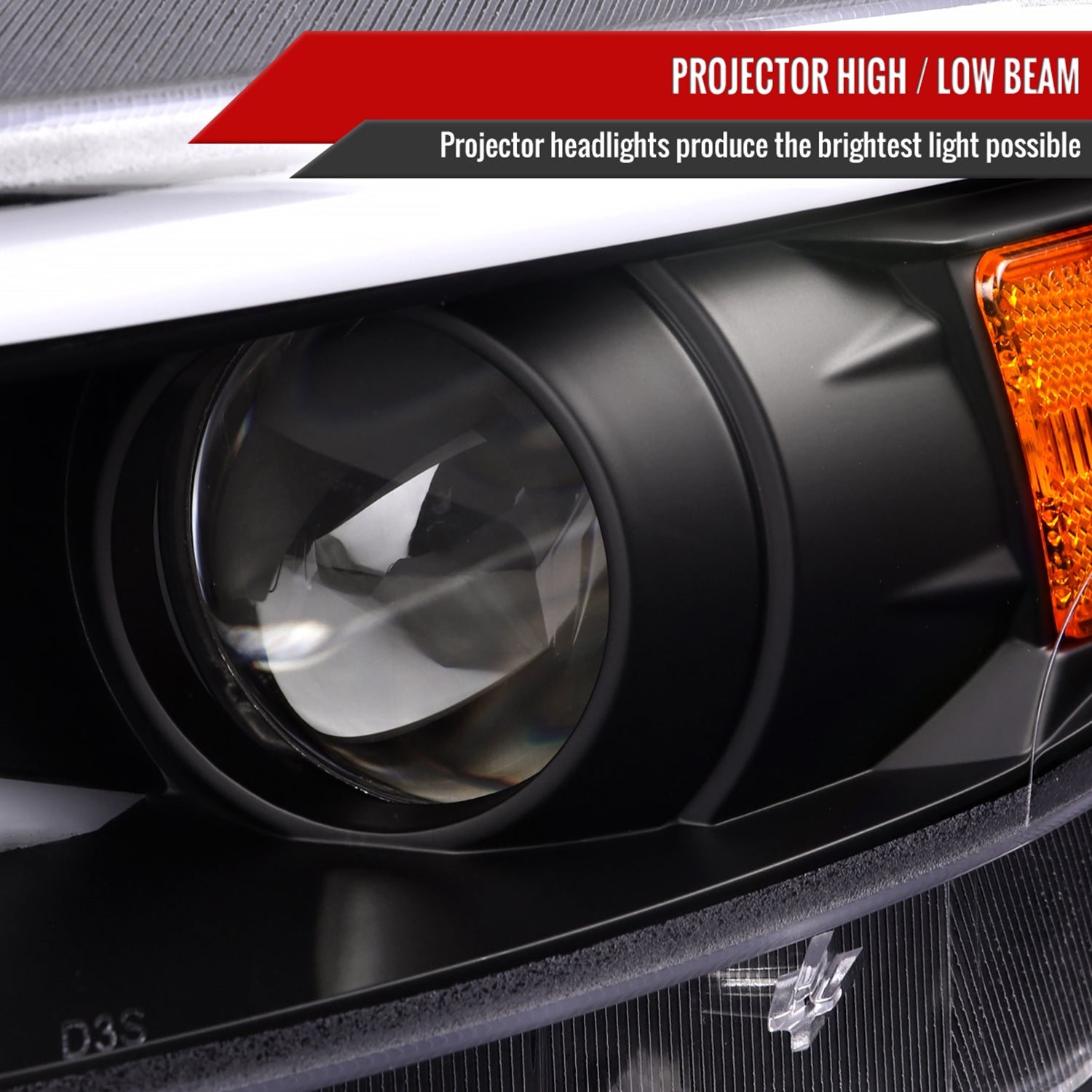 2015-2017 Ford Mustang HID-Type LED Turn Signal Projector Headlights Black