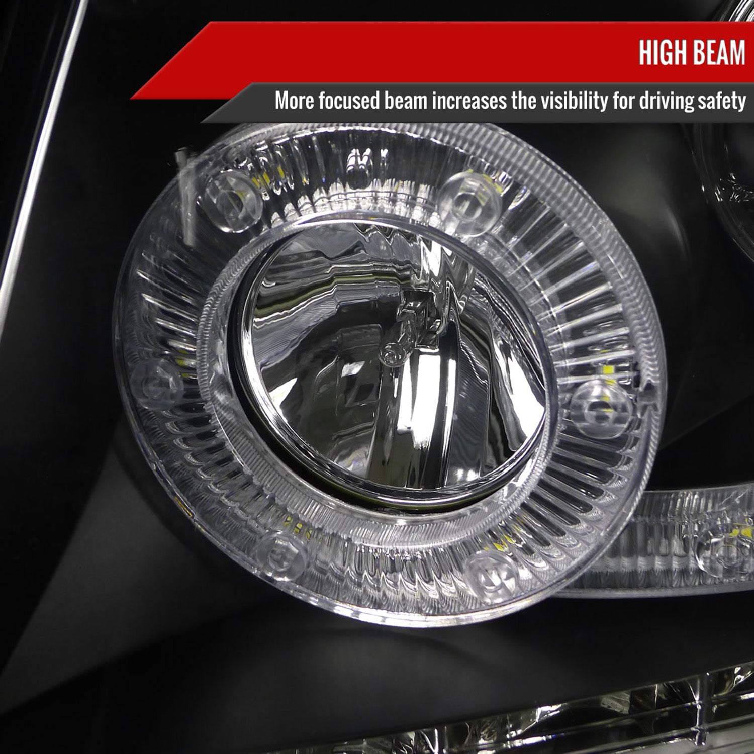 2004-2008 Ford F-150/ 06-2008 Lincoln Mark LT Halo Headlights LED& Signal Black