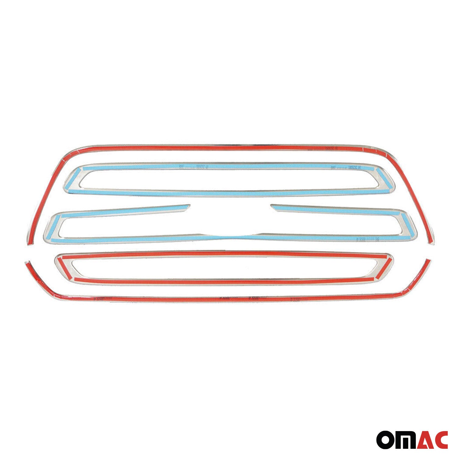 Ford Transit 150 250 350 2015-2019 Pre Facelift Front Bumper Grill Trim Molding Stainless Steel Silver 5Pcs