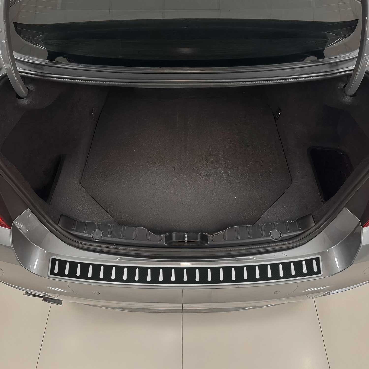 2017-2023 BMW 5 Series G30 Sedan Rear Bumper Sill Cover Stainless Steel Carbon Foiled