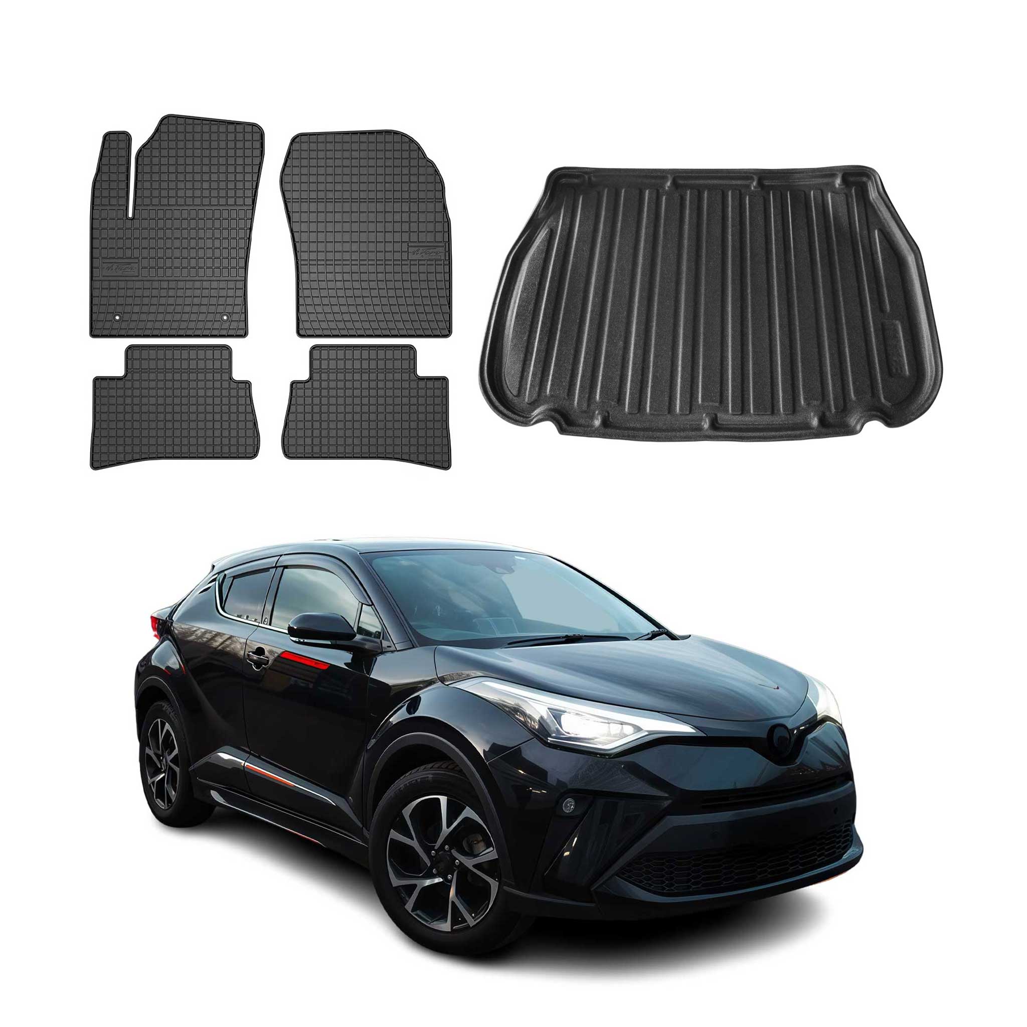 2018-2022 Toyota C-HR Floor Mats & Cargo Liner Full Set All Weather Black