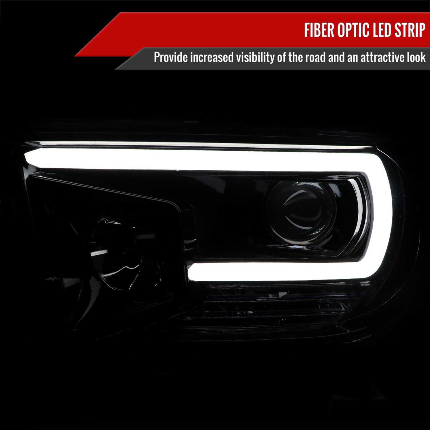 2007-2013 Toyota Tundra/ 08-2017 Sequoia LED CBar Projector Headlights Jet Black