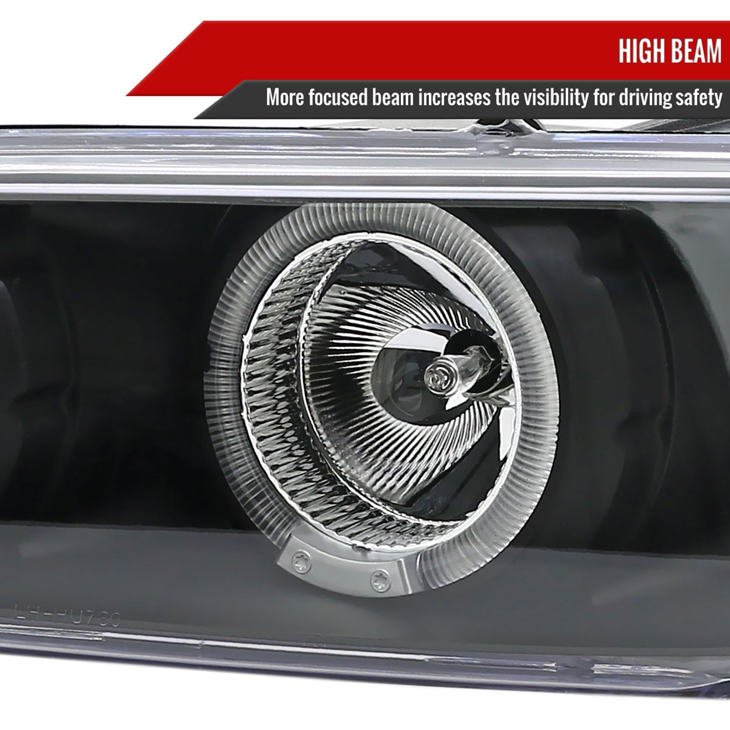 1997-2003 Pontiac Grand Prix Dual Halo Projector Headlights Matte Black/Clear