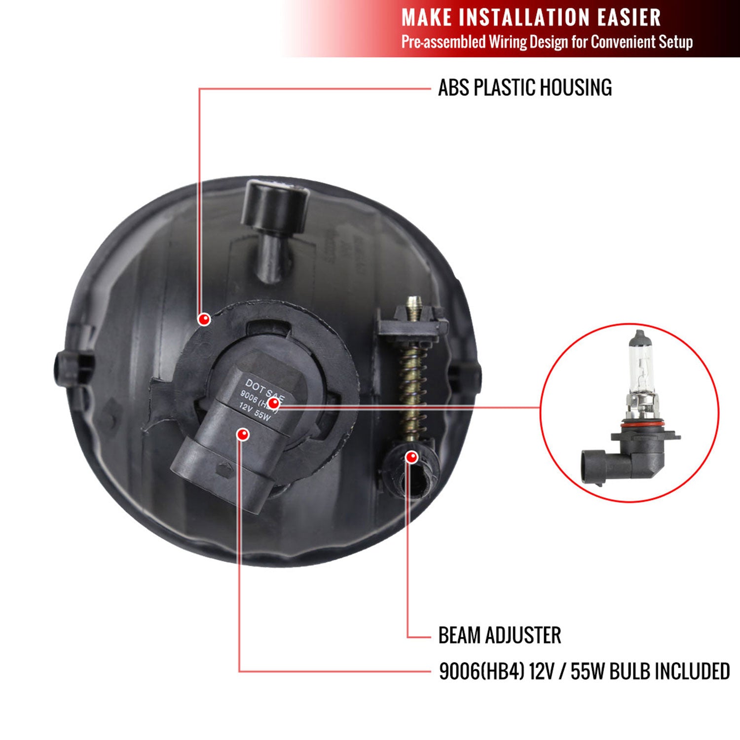 2006-2009 Toyota 4Runner 9006 HB4 Fog Lights Kit Switch &Wiring Harness Chrome