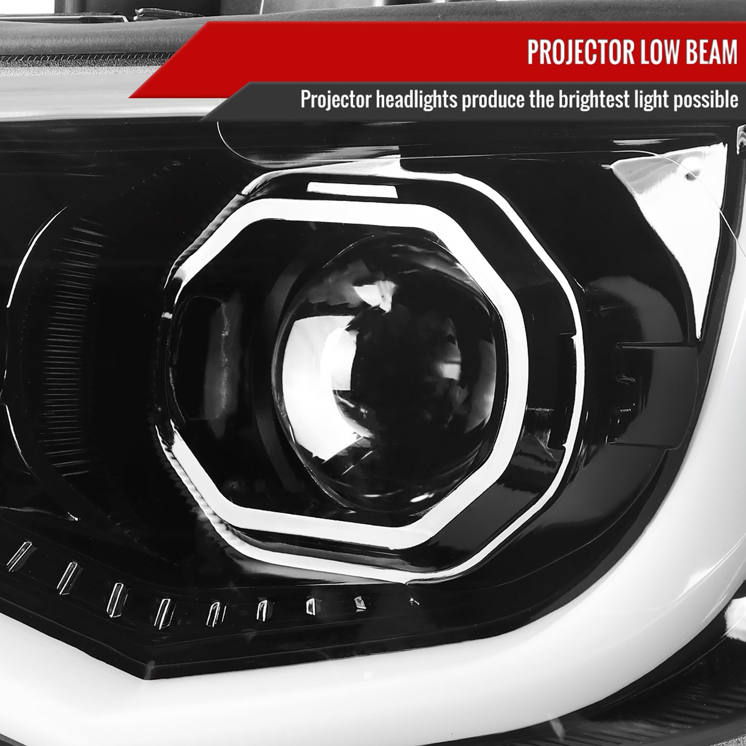 2015-2021 Chevy Colorado LED Bar Projector Headlights Glossy Black/Clear Lens