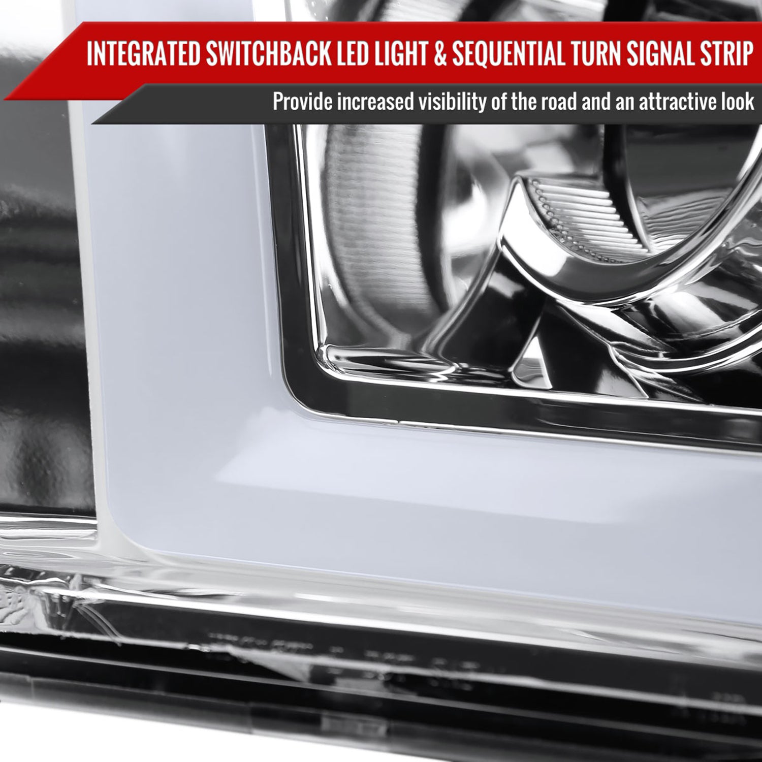 2009-2018 Dodge RAM 1500 / RAM 2500 3500 Switchback LED Headlights Chrome