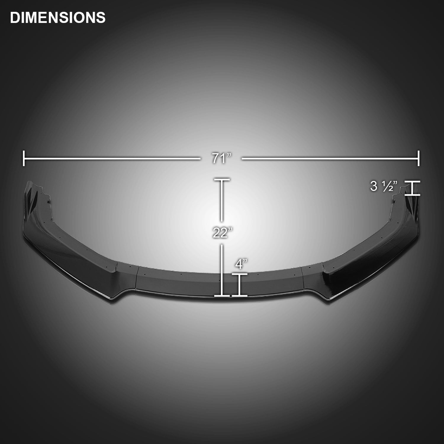 2016-2018 Honda Civic Sedan Glossy Black Polypropylene 3Pcs Bumper Lip