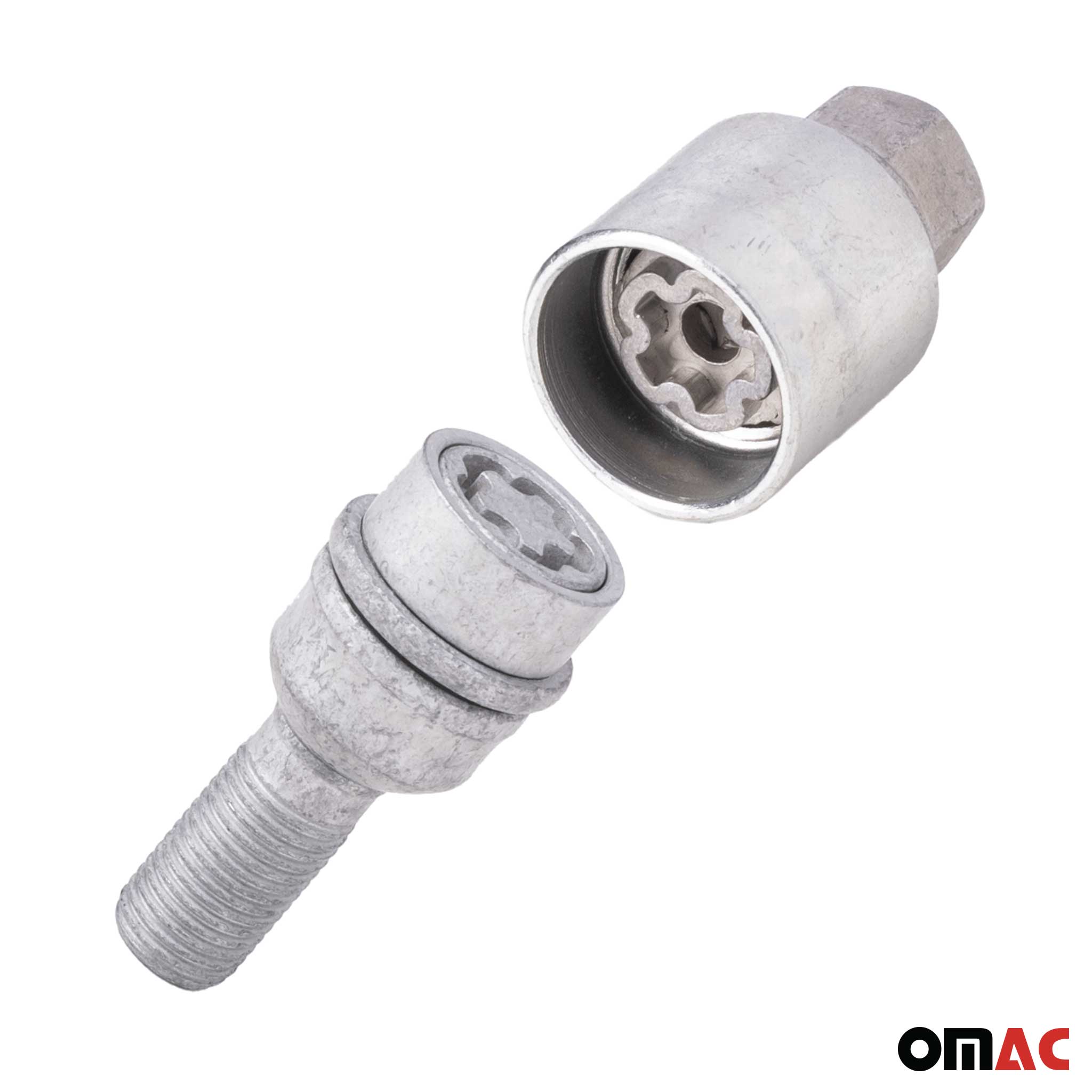 Wheel Lock Kit for Audi Q2 Q3 Q4 E-Tron Q5 M14X1,5 Galvanized Silver 4Locks&1Key