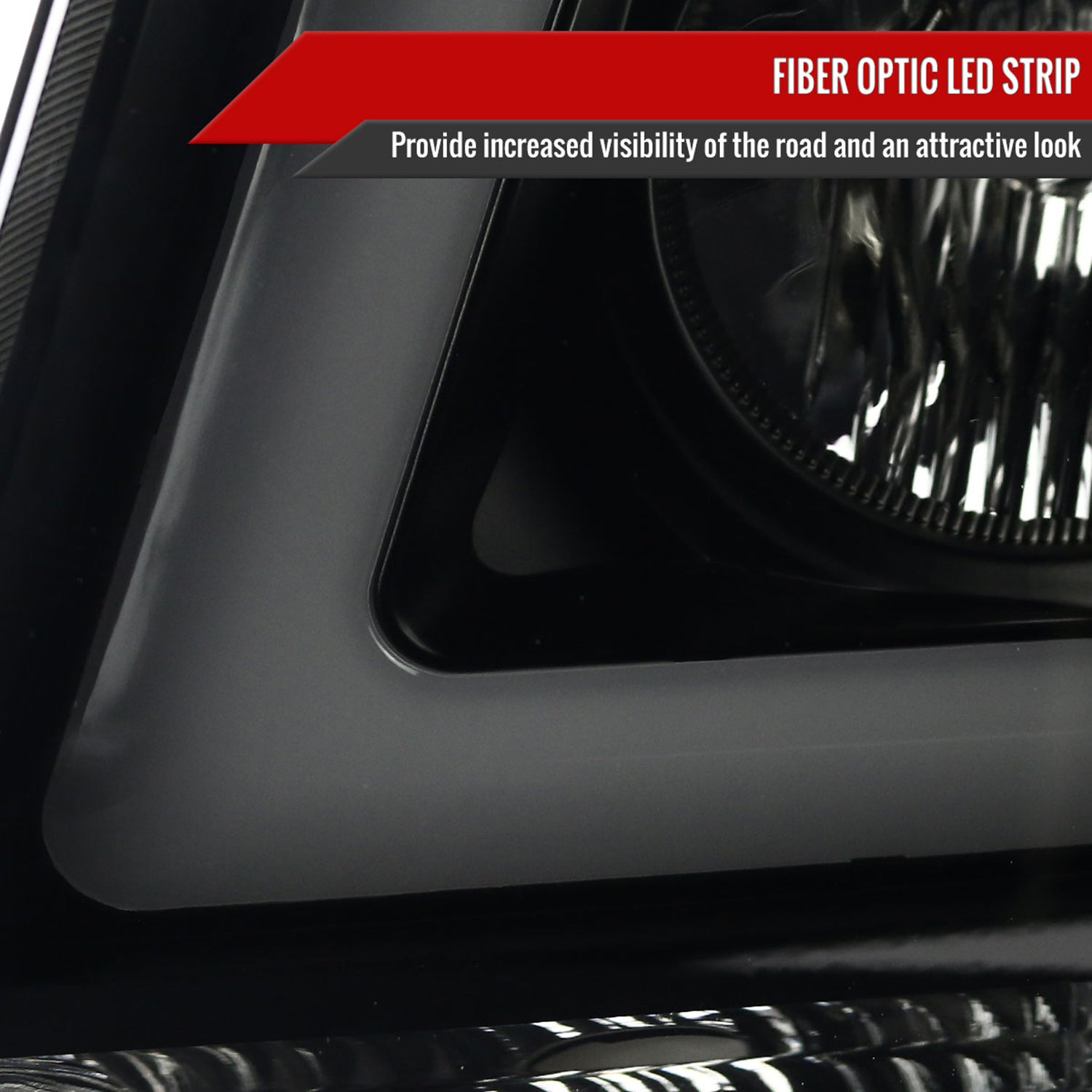 2007-2013 Chevy Avalanche/ Tahoe Suburban LED C-Bar Headlights Black Smoke