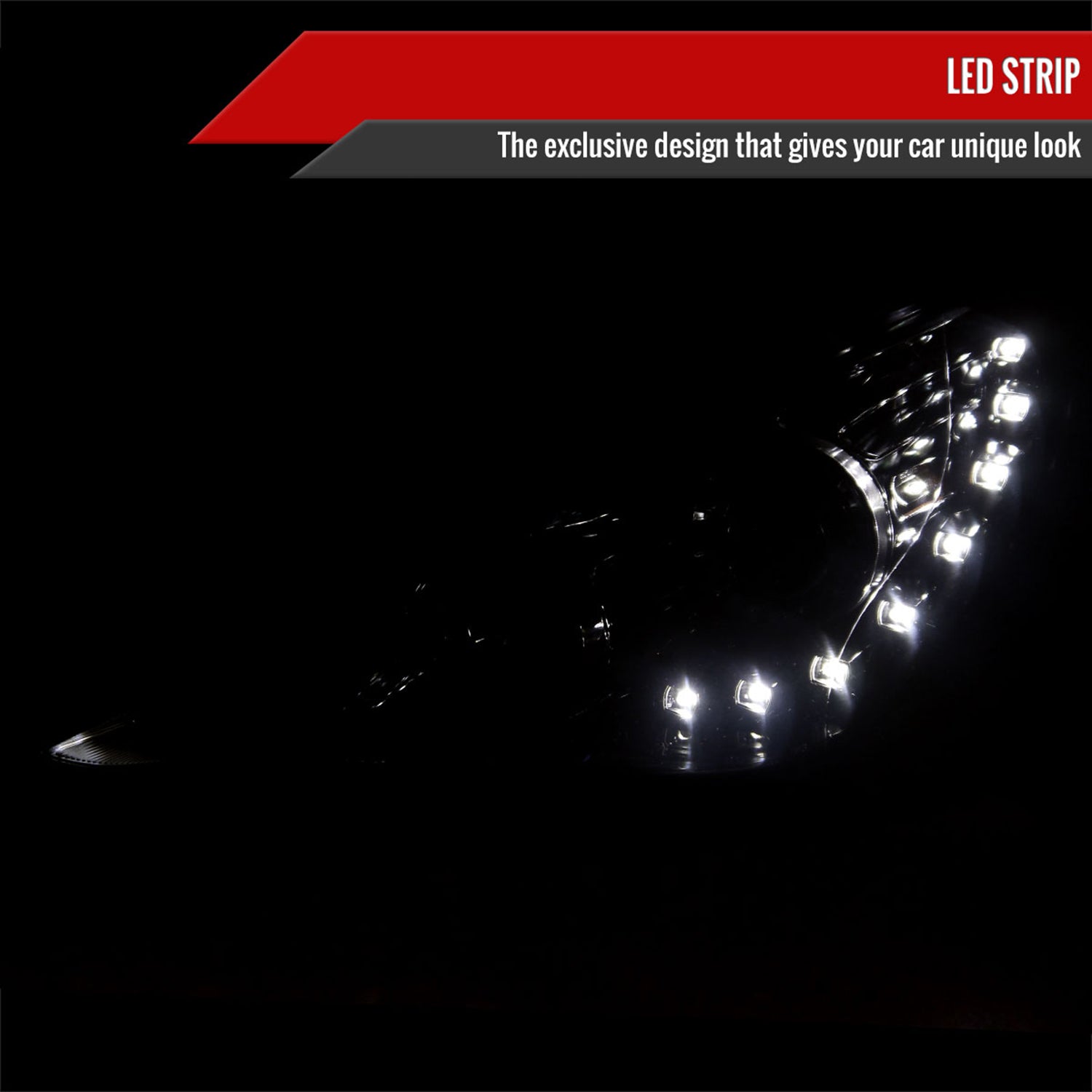 2011-2014 Hyundai Sonata Projector Headlights SMD LED Light Strip Black/Smoke