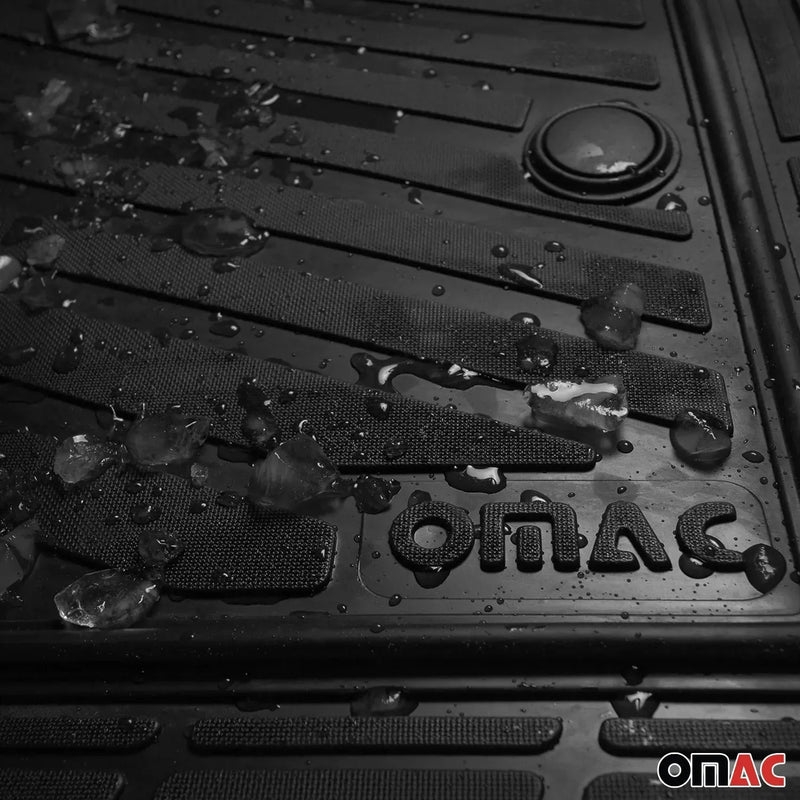 OMAC Car Floor Mats All Weather Rubber Semi Custom Black Heavy Duty Fits Set