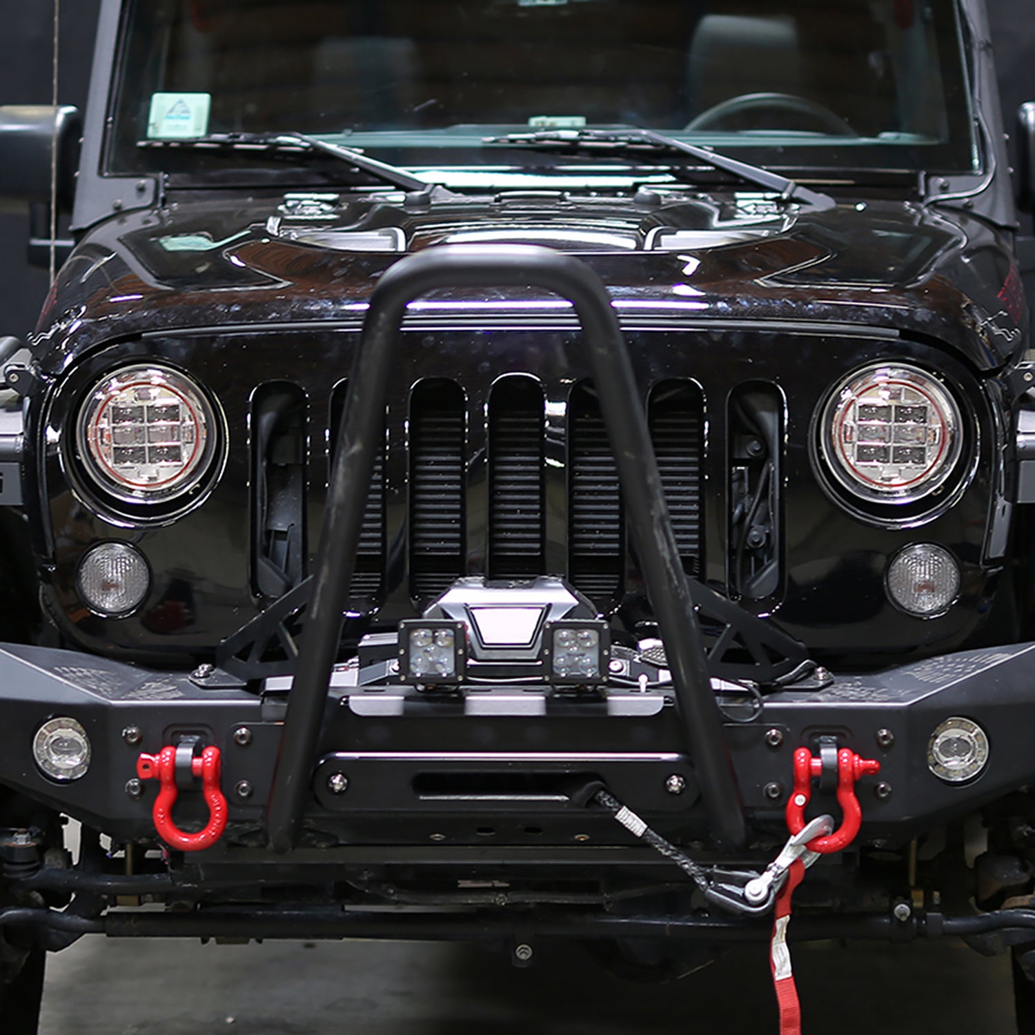 Universal 7" Cree LED Red Rim Projector Headlights - 2PC Chrome/Clear Lens