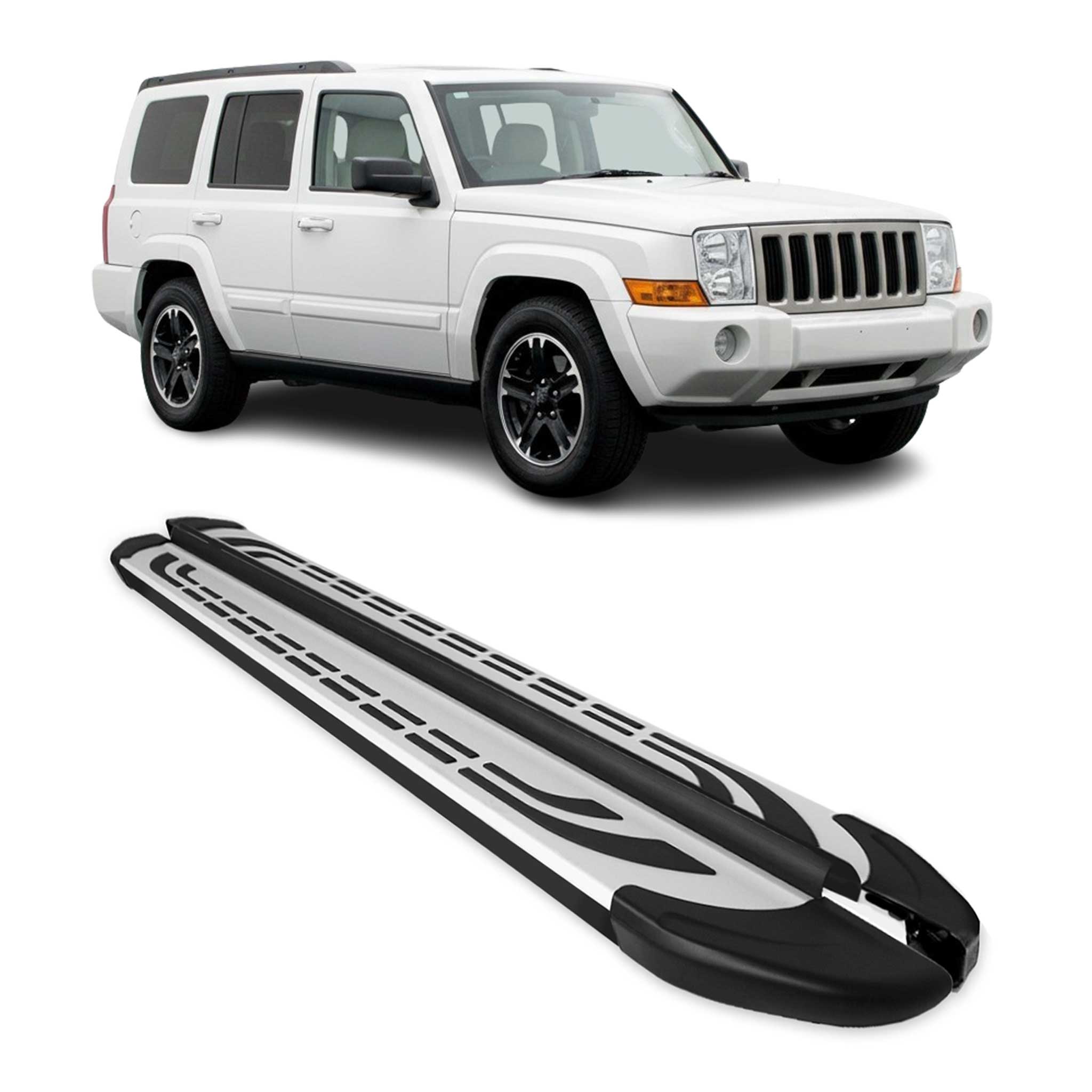 2005-2010 Jeep Commander XK 2004-2011 / Grand Cherokee WK Running Boards Side Steps Silver & Black