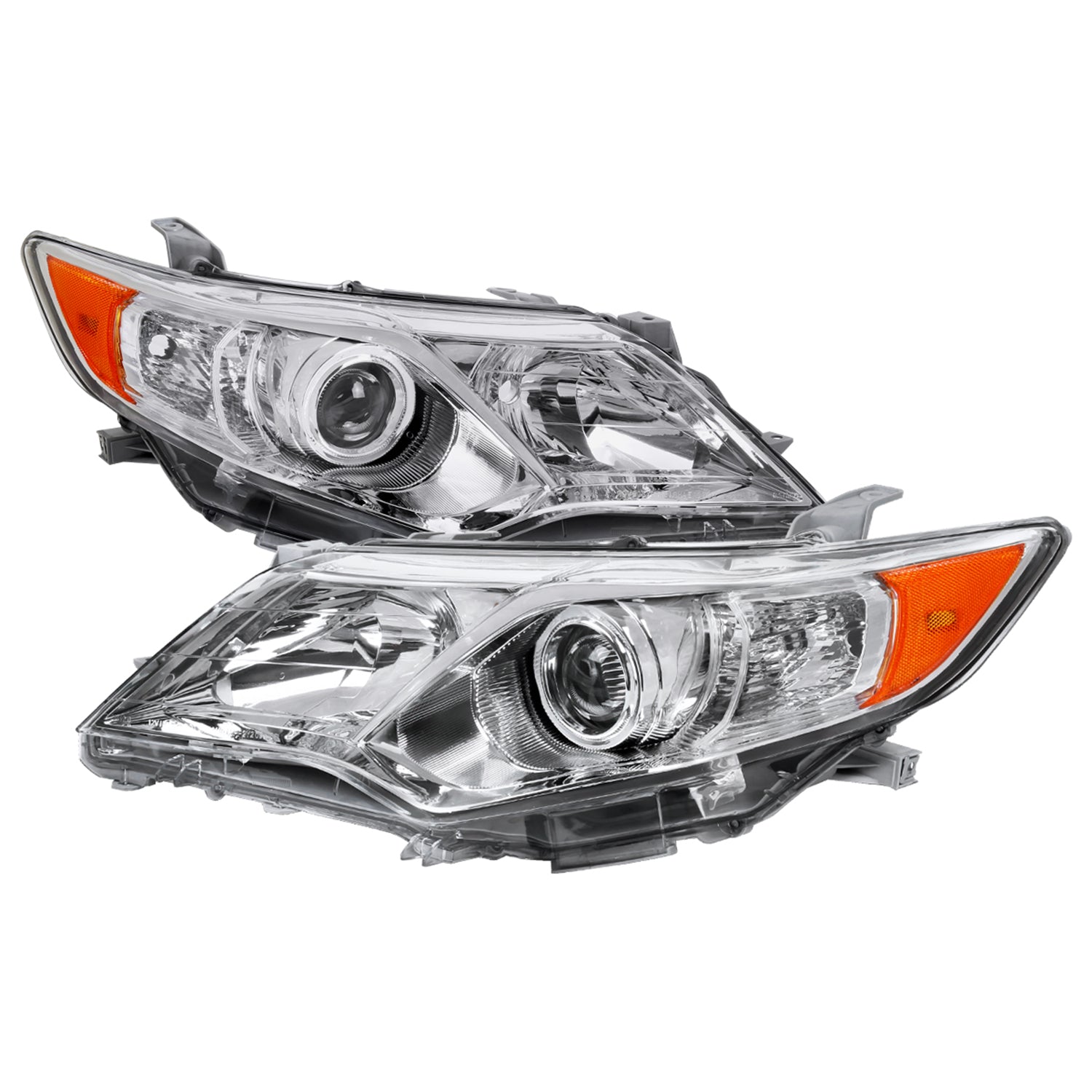 2012-2014 Toyota Camry Projector Headlights w/ Amber Reflectors Chrome/Clear
