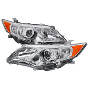 2012-2014 Toyota Camry Projector Headlights w/ Amber Reflectors Chrome/Clear