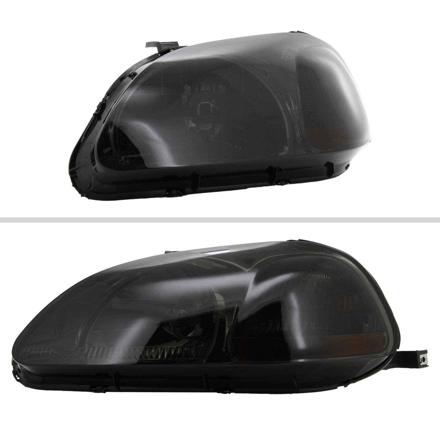 1996-1998 Honda Civic Crystal Headlights Chrome Housing/Smoke Lens