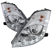 2006-2009 Nissan 350Z SMD LED Light Strip Projector Headlights Chrome/Clear