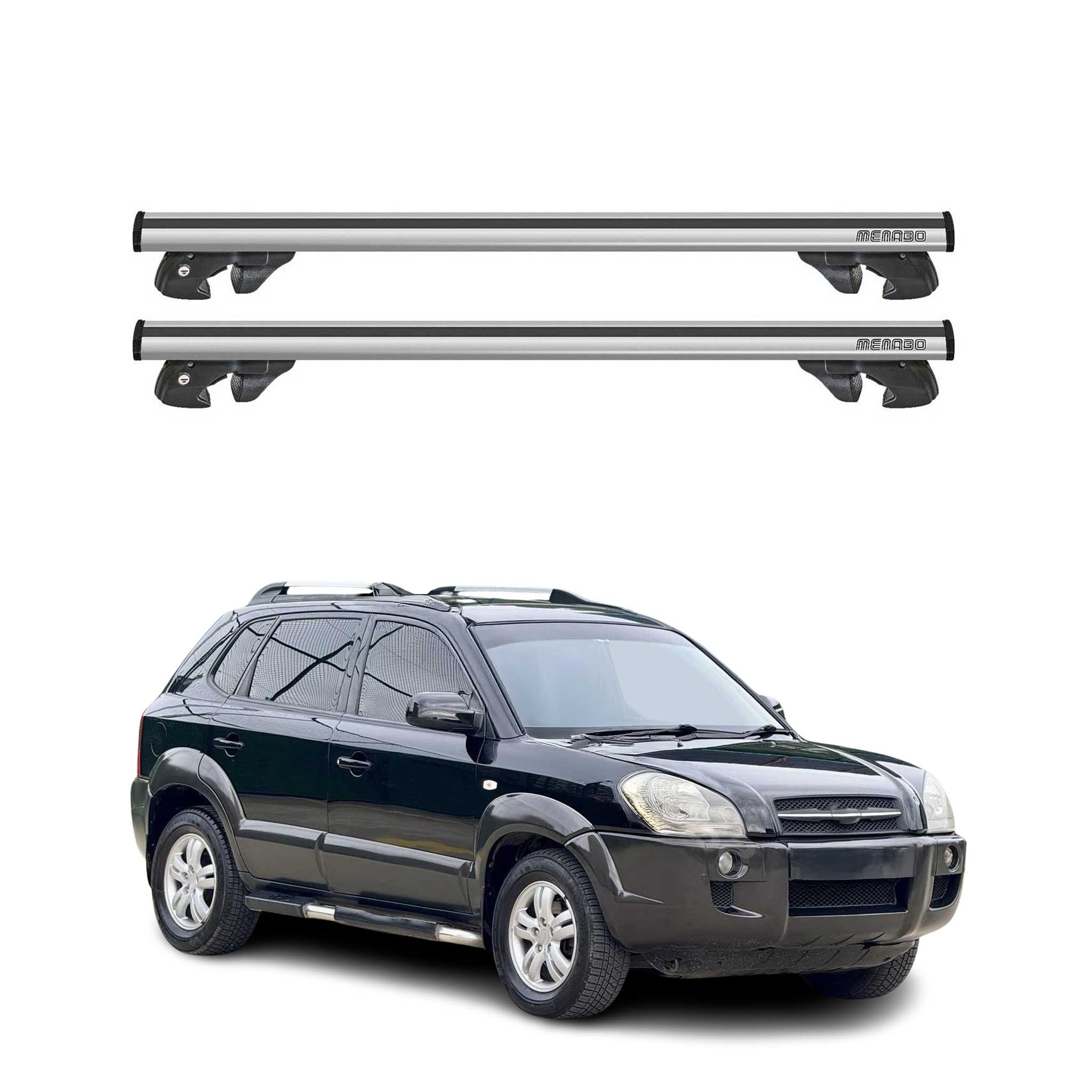 2005-2009 Hyundai Tucson Roof Rack Cross Bars Silver