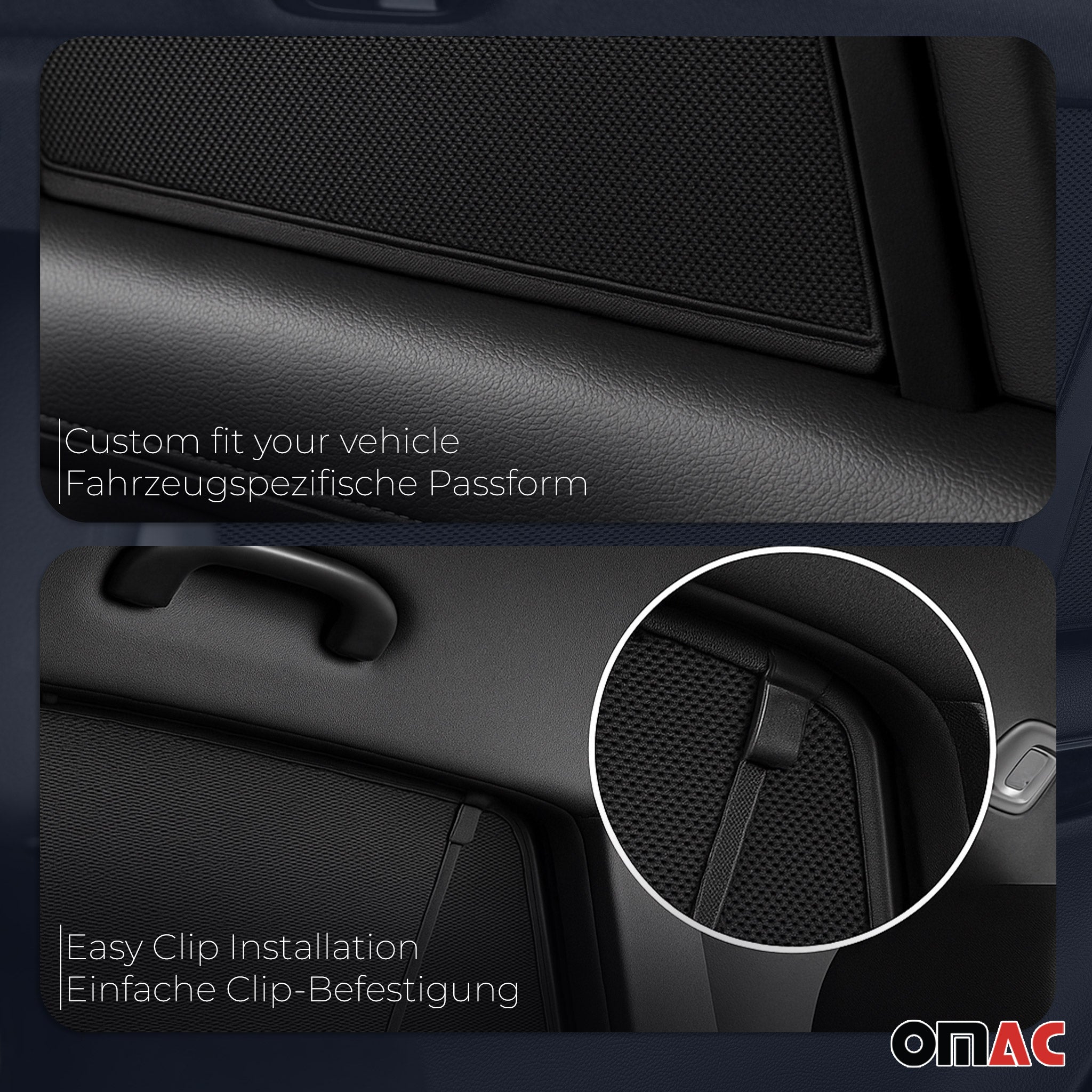 2015-2019 Volkswagen Golf SportWagen Side Rear Window Curtain Mesh Black 2Pcs