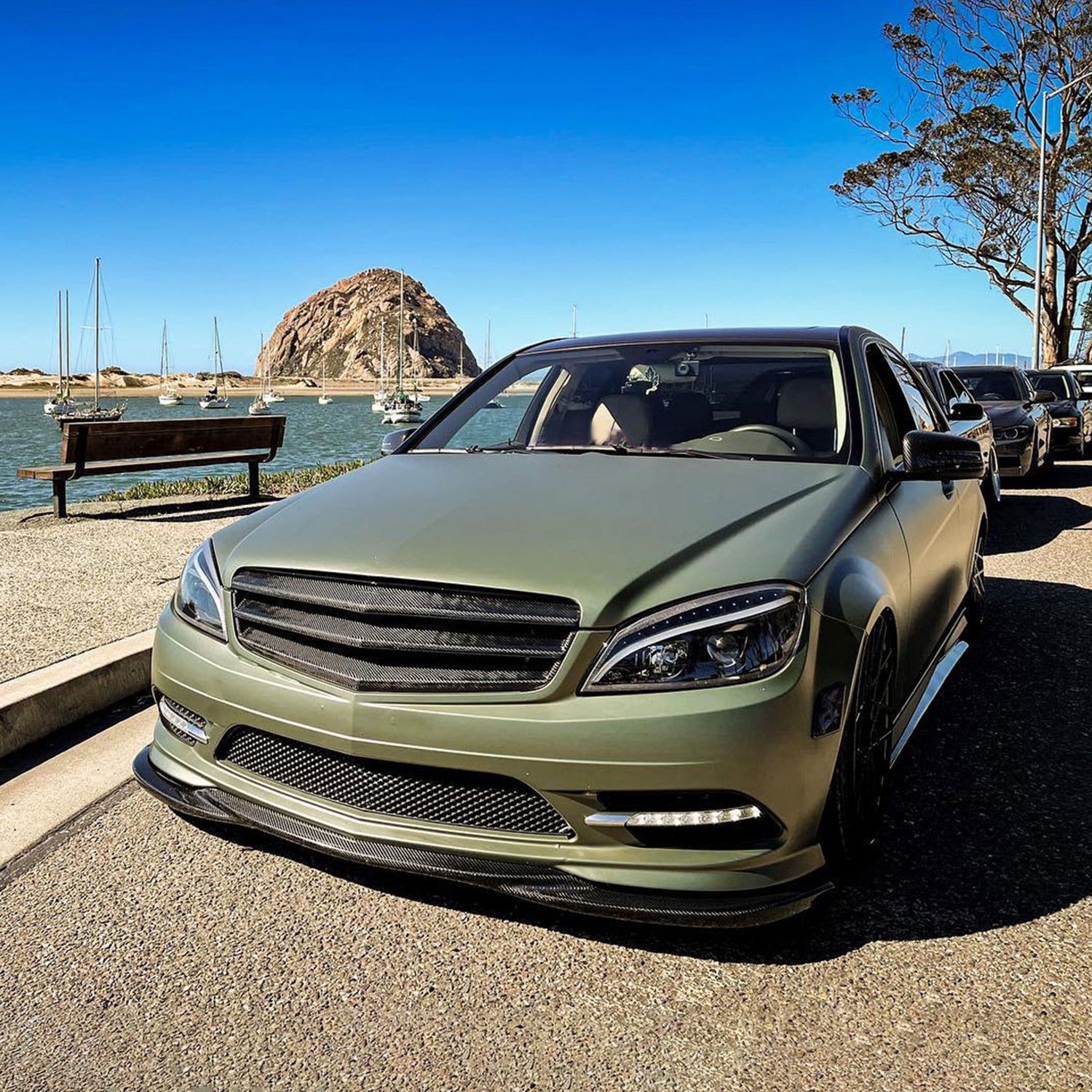 2008-2011 Mercedes W204 C Class Headlights LED Light Bar&LED Signal Black