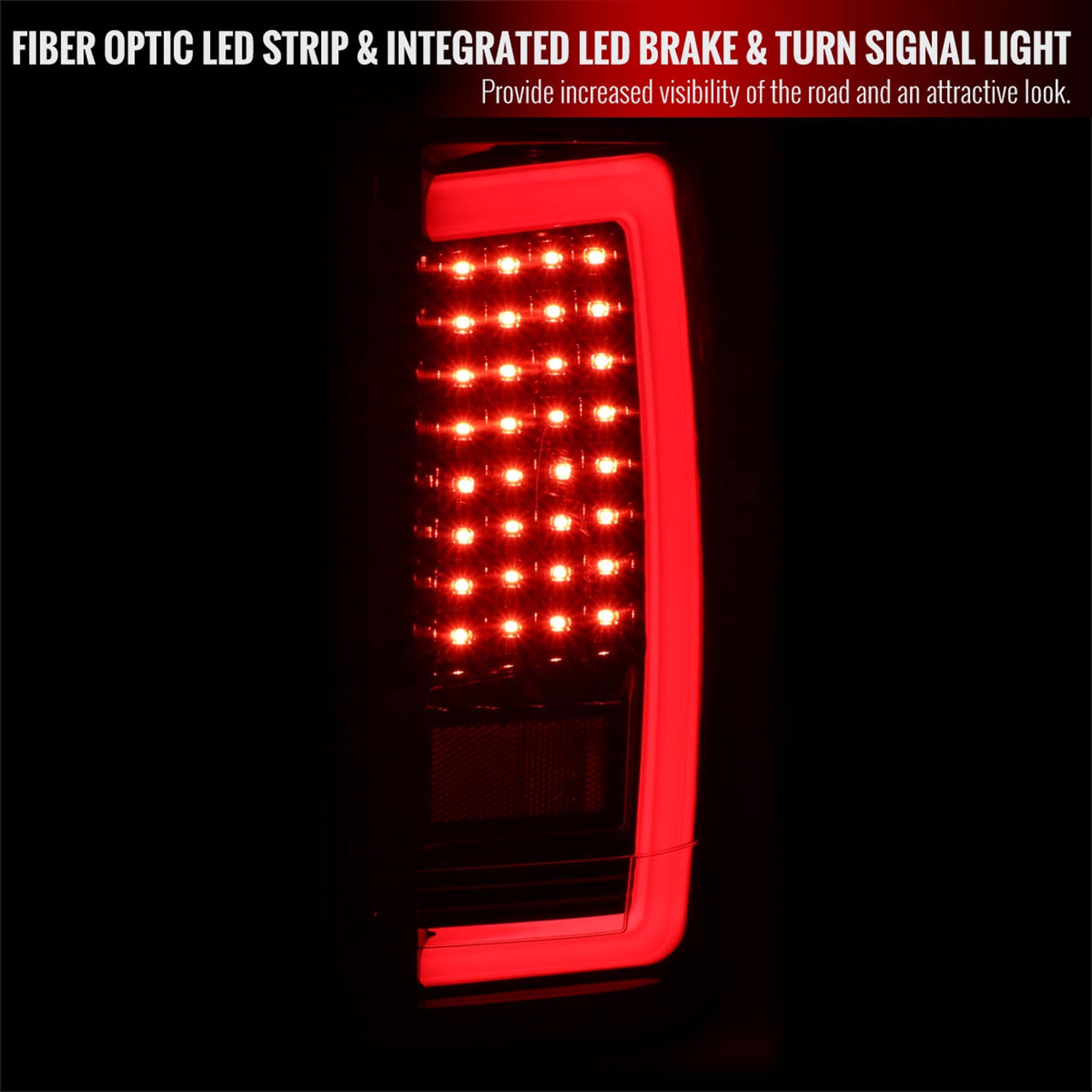 2004-2015 Nissan Titan LED Tail Lights with Red LED Tube Jet Black/Clear Lens