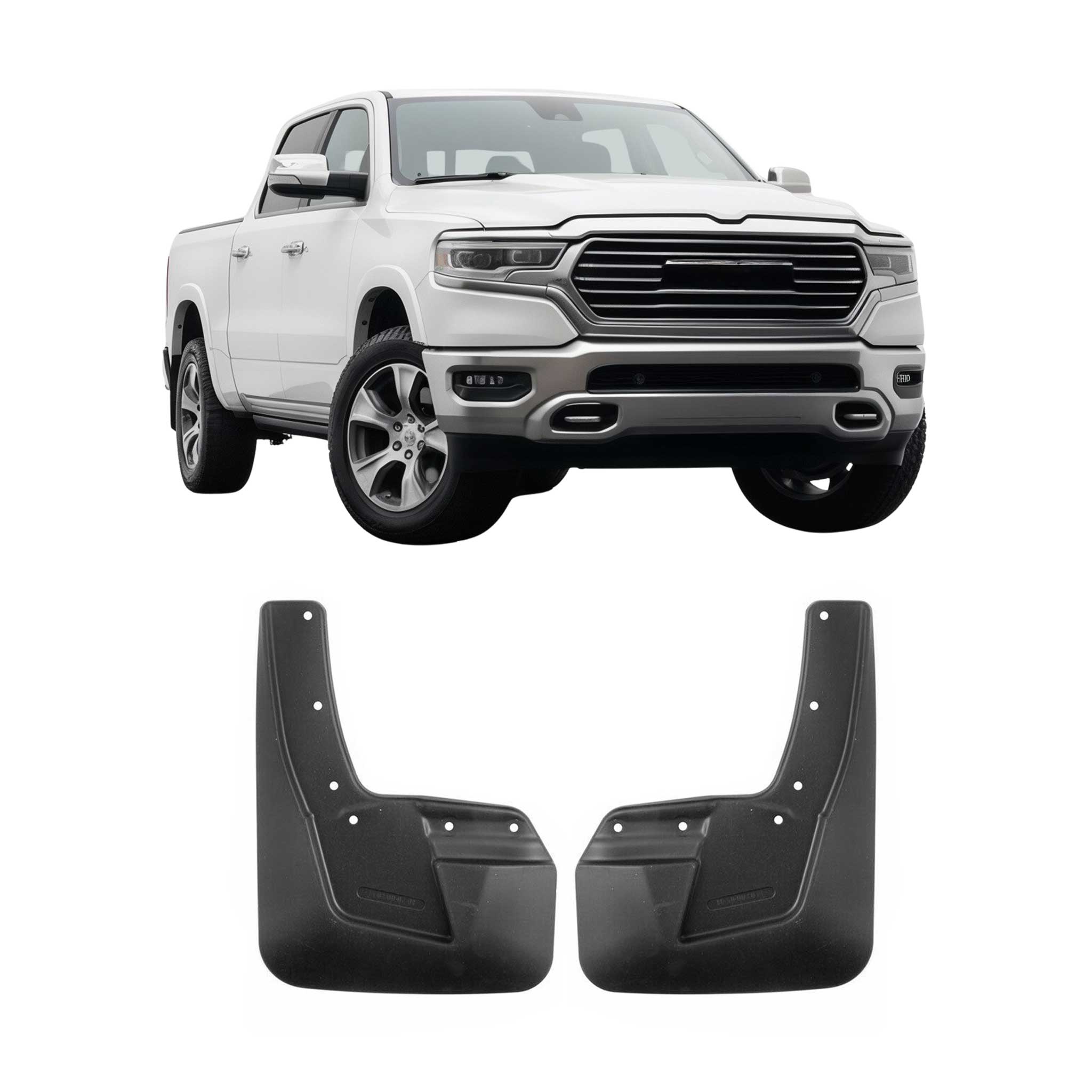2019-2026 RAM 1500 2500 Pickup Mud Guards Splash Mud Flaps Black Rear 2 Pcs