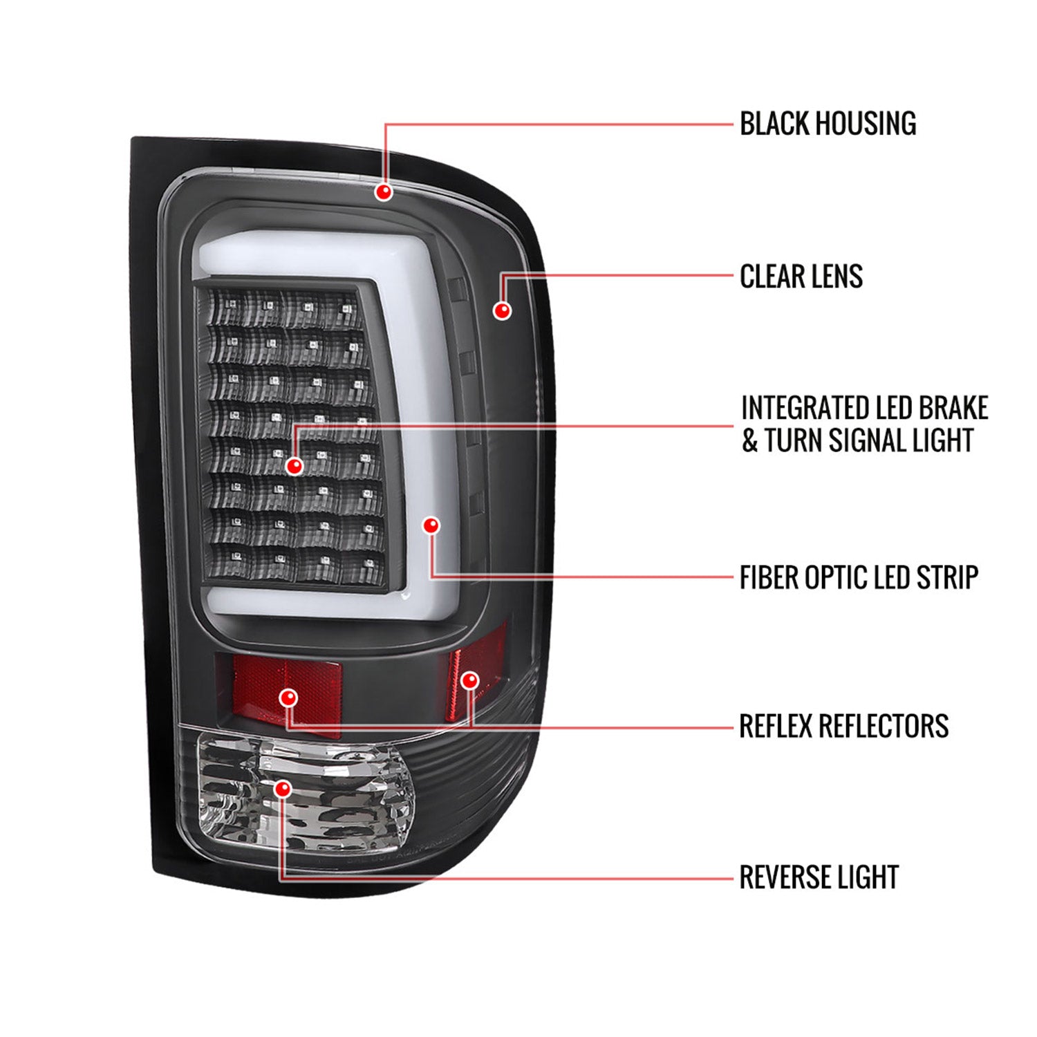 2007-2013 GMC Sierra 1500 2500HD 3500HD C-Bar LED Tail Lights Matt Black