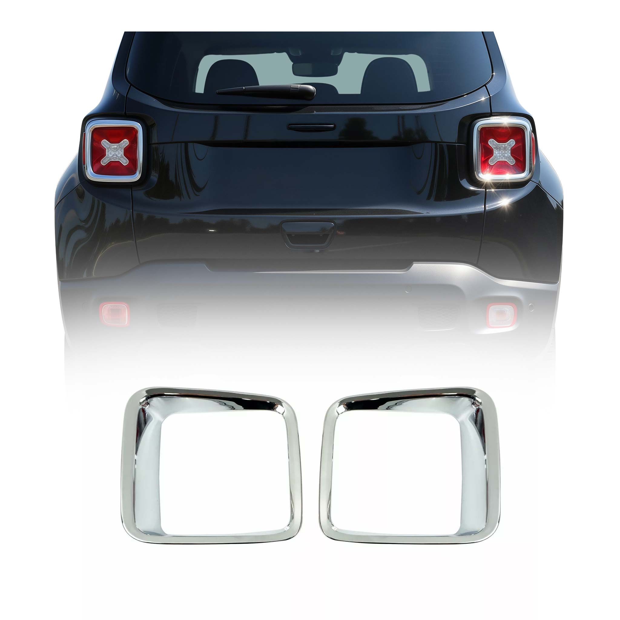 2015-2024 Jeep Renegade Inner Trunk Tail Light Trim Frame Chrome Silver 2Pcs