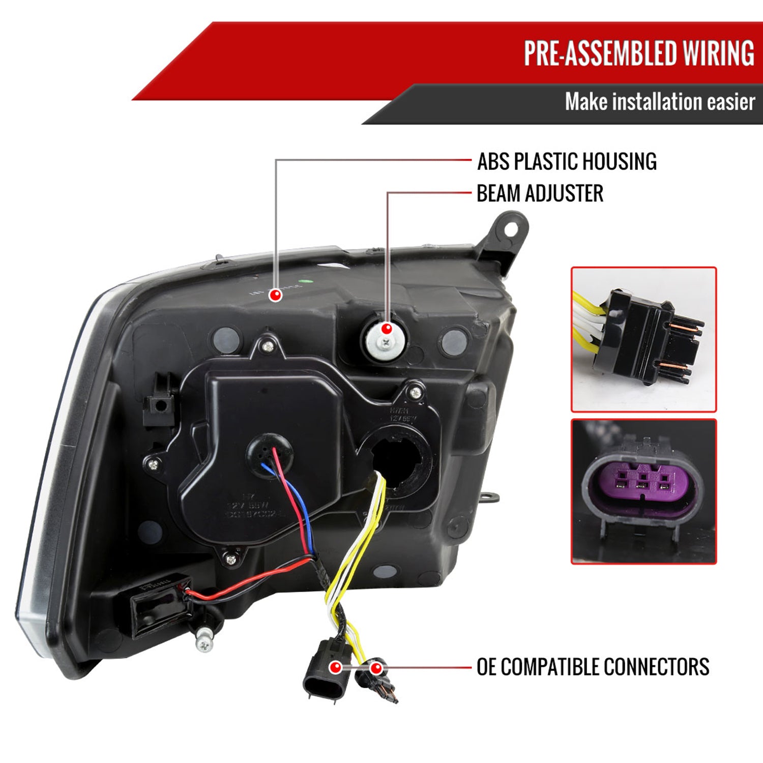 2009-2018 Dodge RAM 1500 / RAM 2500 3500 Full LED Switchback Headlights Chrome