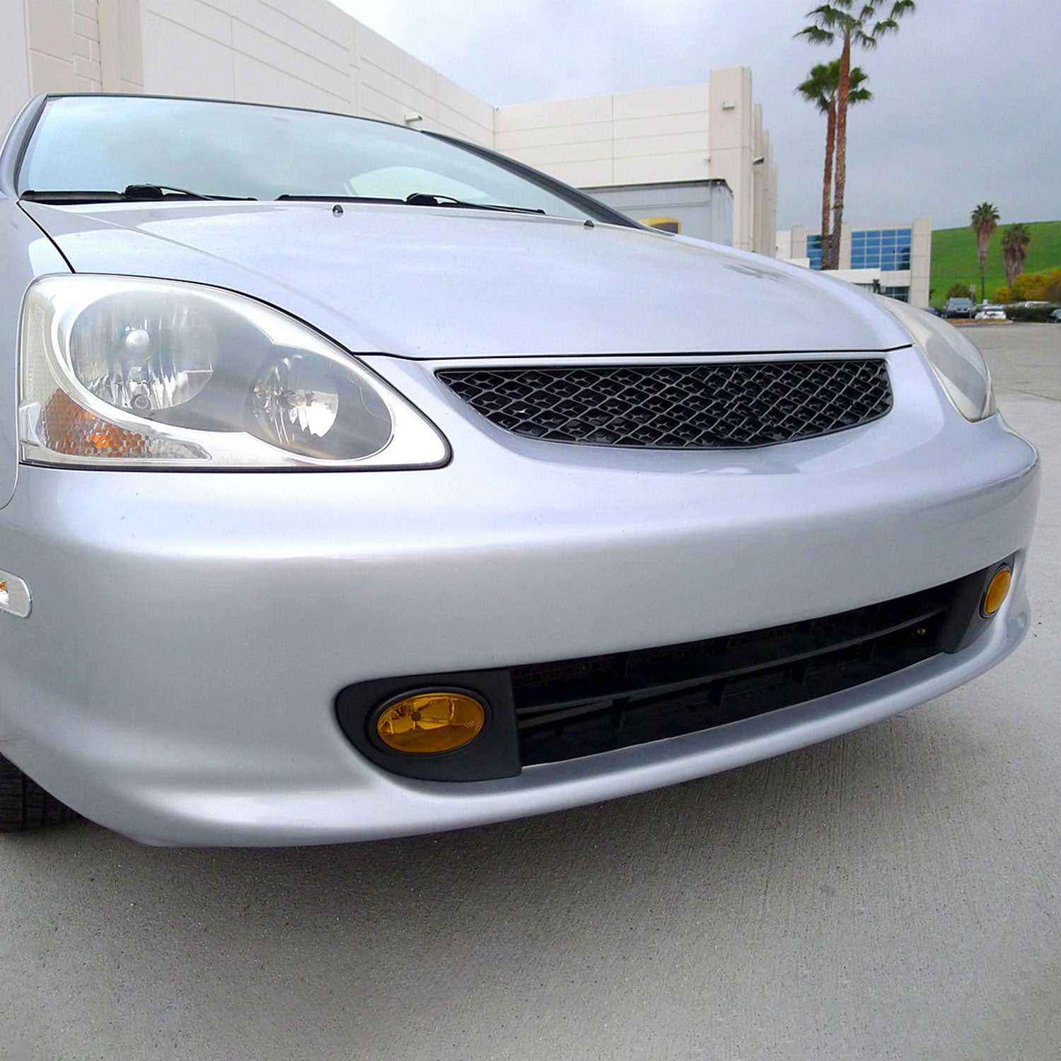 2002-2005 Honda Civic Si Hatchback H11 Fog Lights Kit Chrome/Amber Yellow Lens