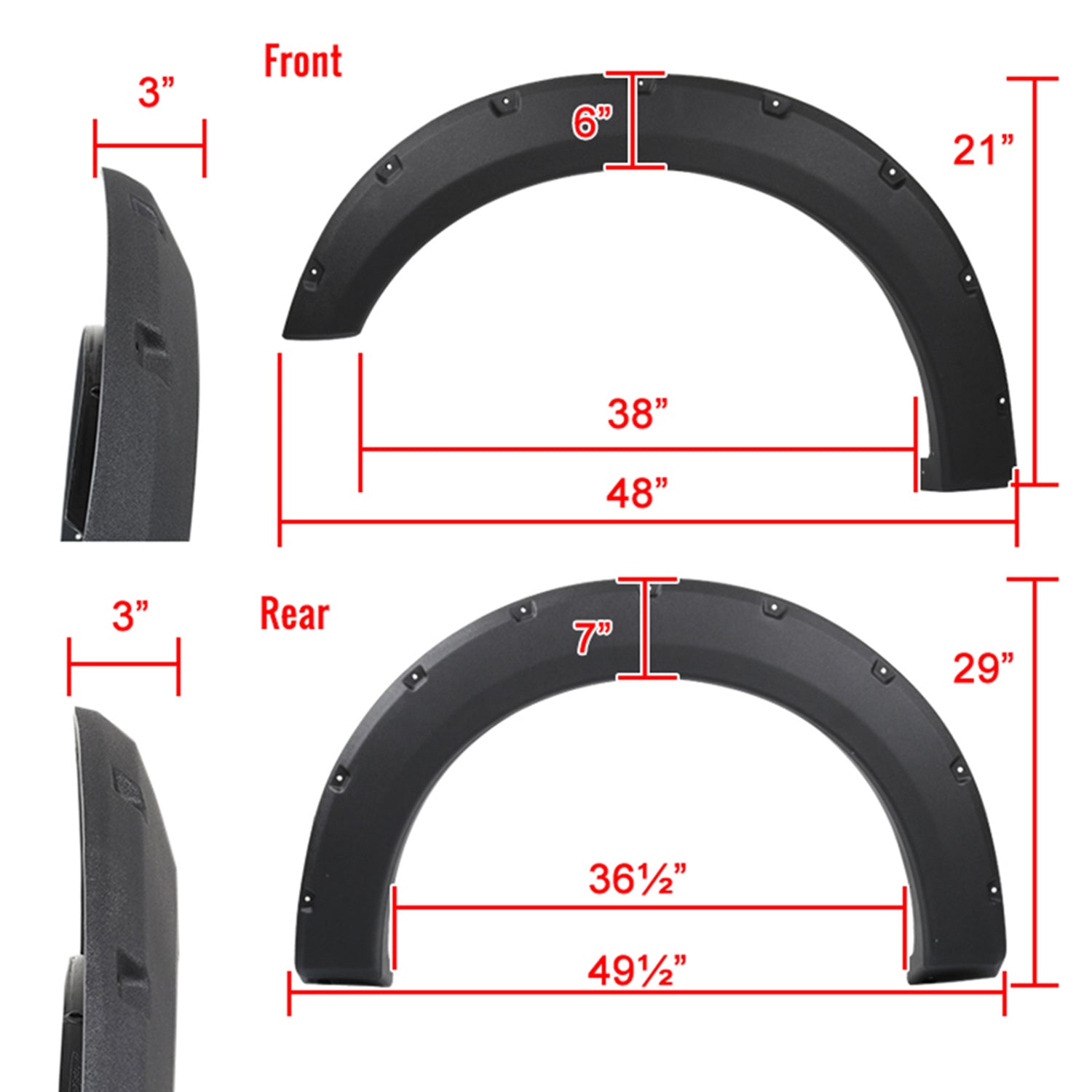 2015-2017 Ford F-150 Styleside Textured Rivet Style Fender Flares