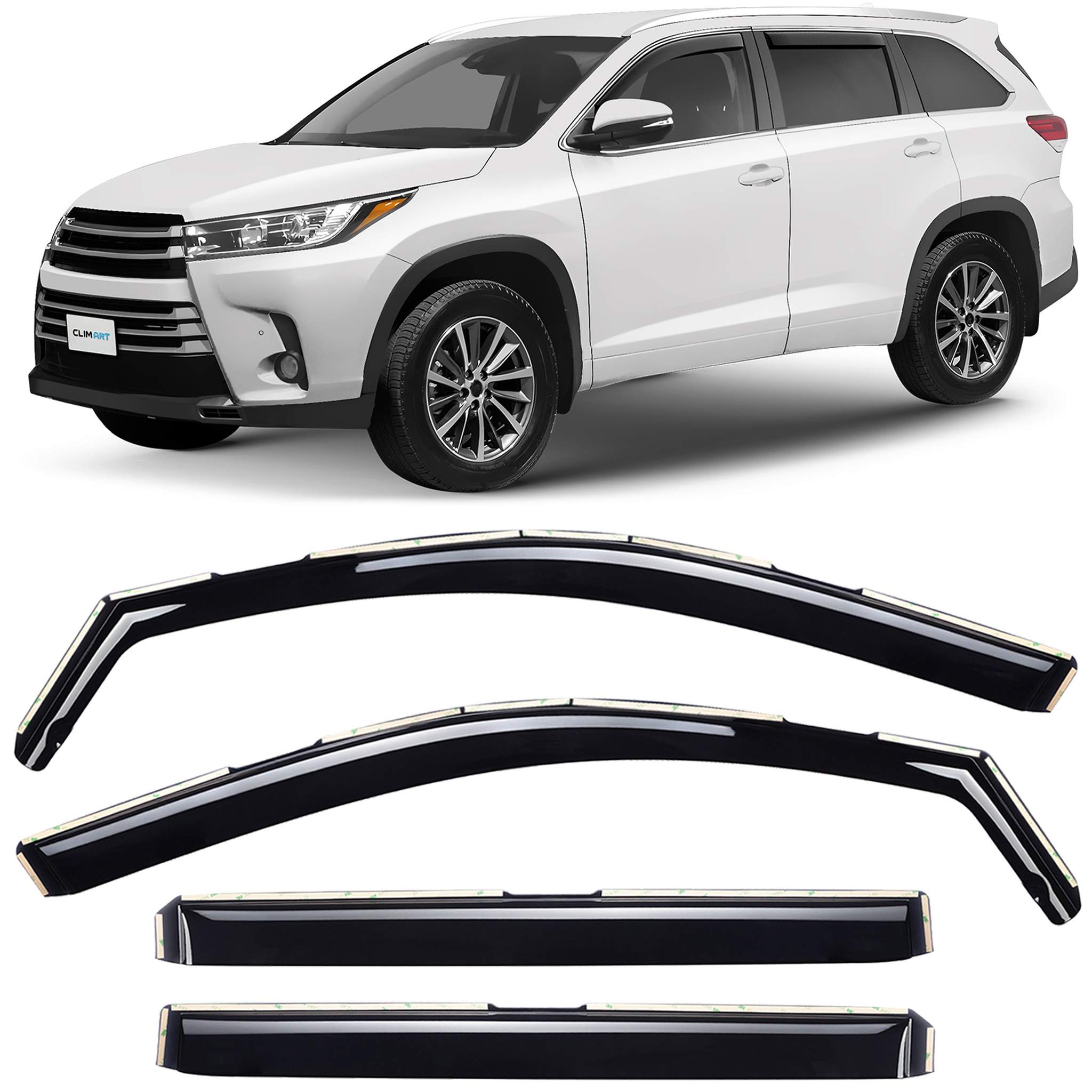 Clim Art Wind Deflectors for Toyota Highlander 2014-2019 Dark Smoke 4Pcs