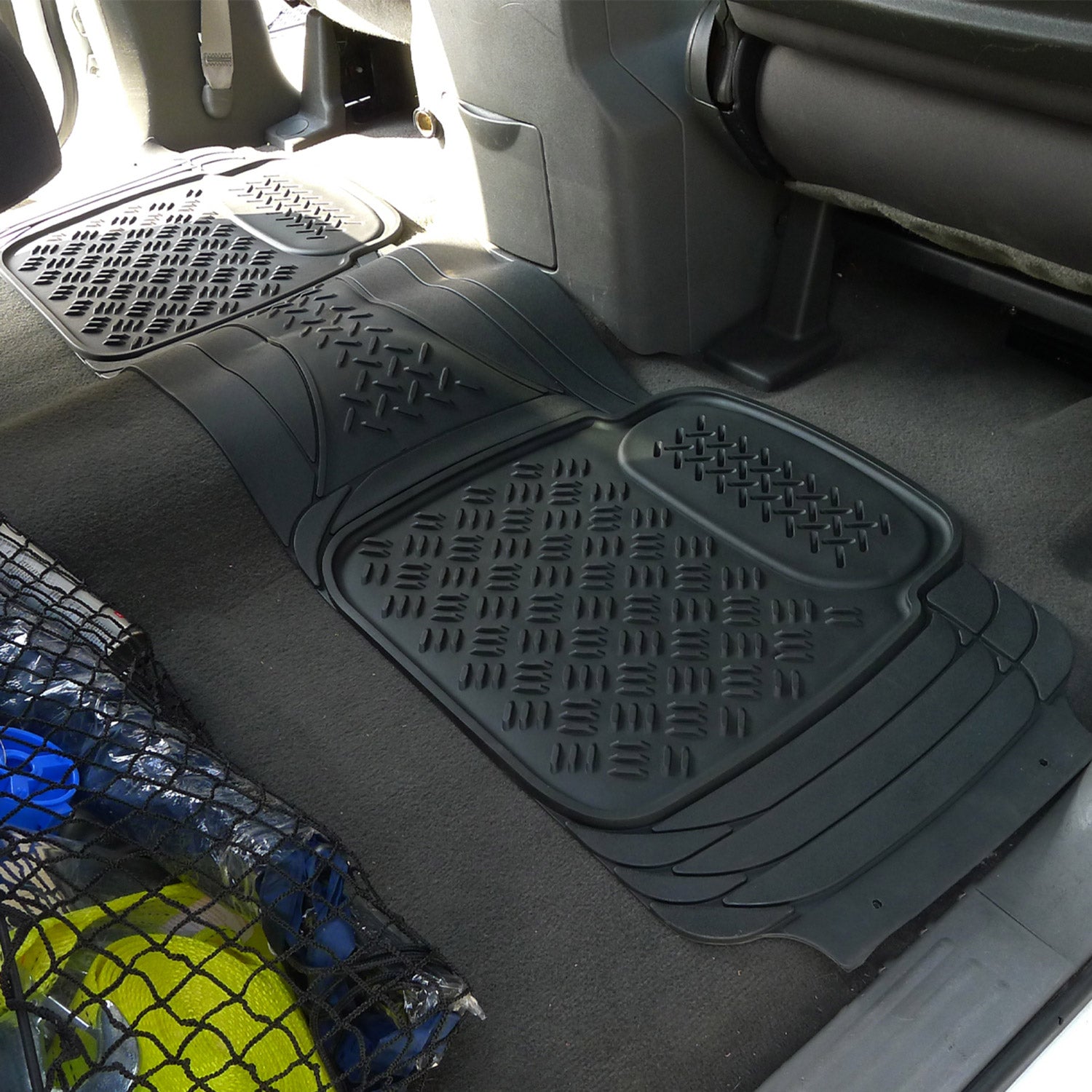 Universal fit Rubber Car Floor Mats Trunk Cargo Liner All Weather 5Pcs Black