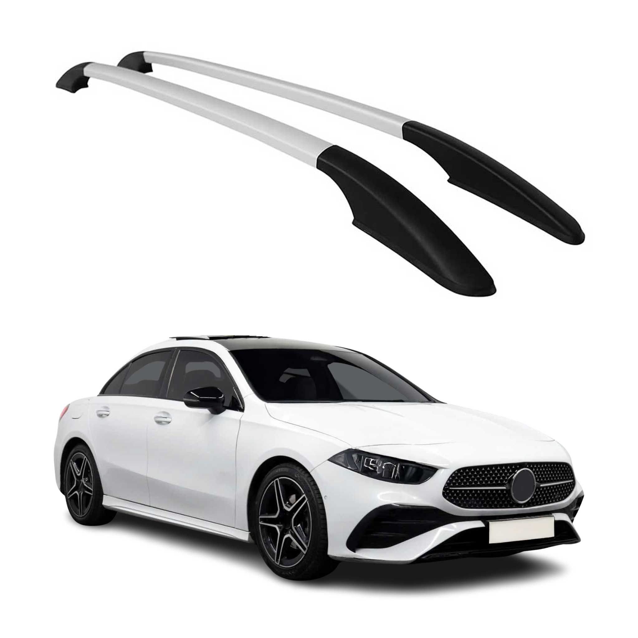 2019-2022 Mercedes A Class W177 Hatchback Roof Rack Rails Side Rails Alu Silver 2 Pcs