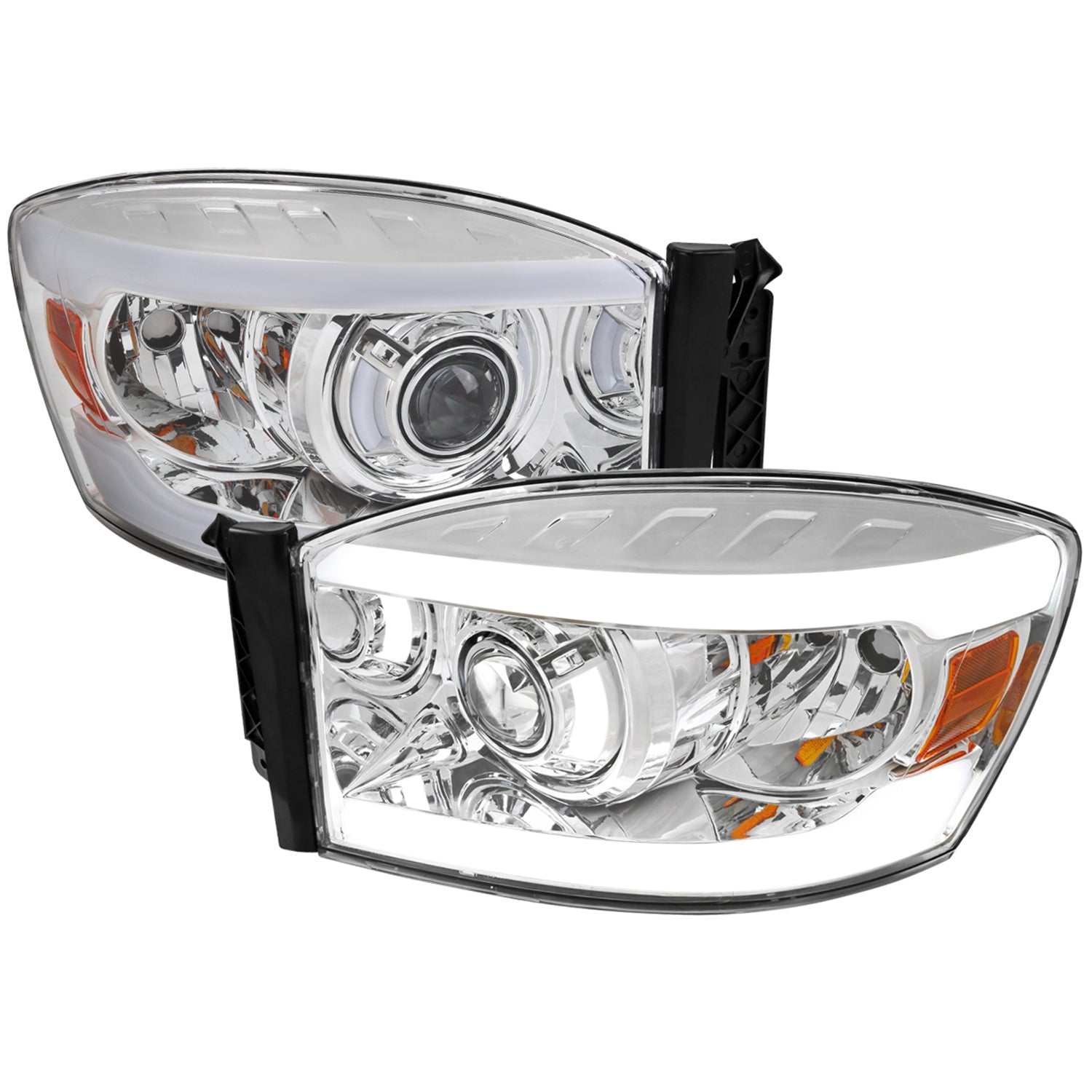 2006-2008 Dodge RAM 1500/ 06-2009 Dodge RAM 2500/3500 LED Tube Headlights Chrome