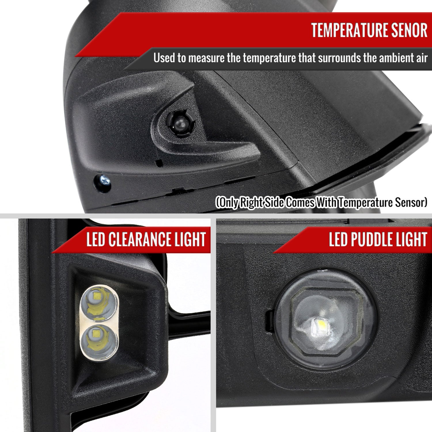 2020-2024 Chevy Silverado /Sierra 2500HD/3500HD Heated Towing Mirrors Smoke