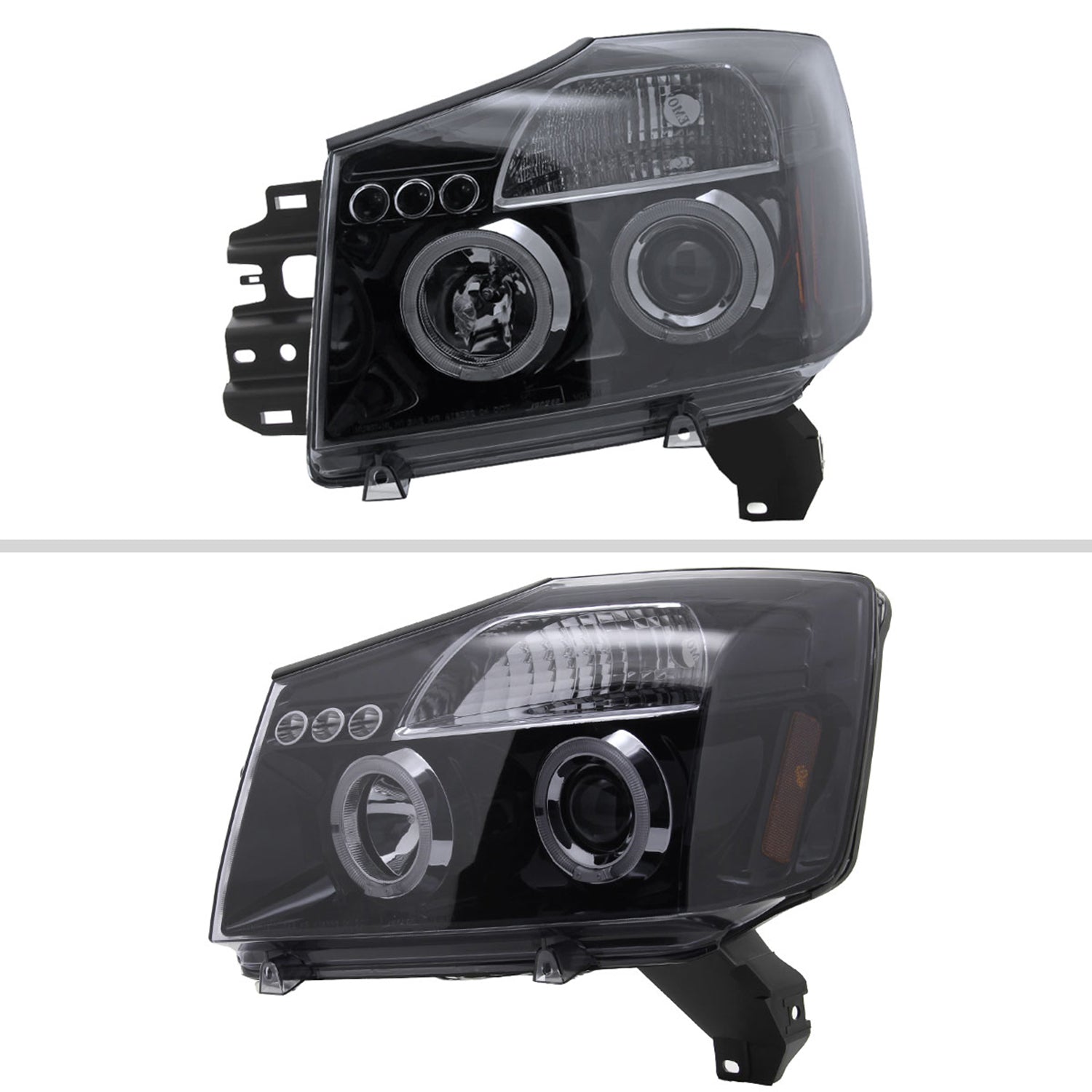 2004-2015 Nissan Titan/ 2004-2007 Armada Dual Halo Projector Headlights Black